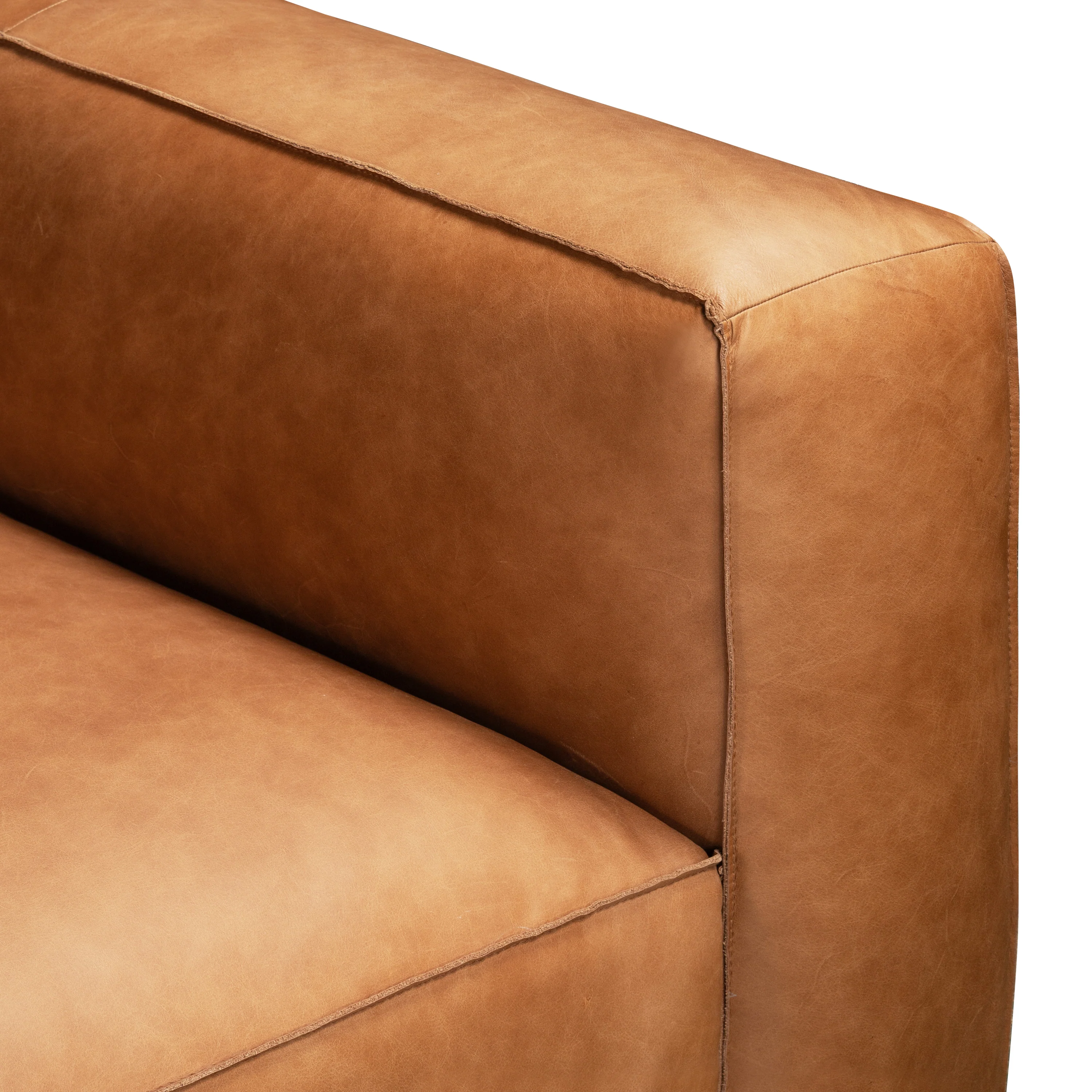 Piazza 123.5" Leather L-Shaped Corner Sectional Sofa | Saddle Tan - Image 13