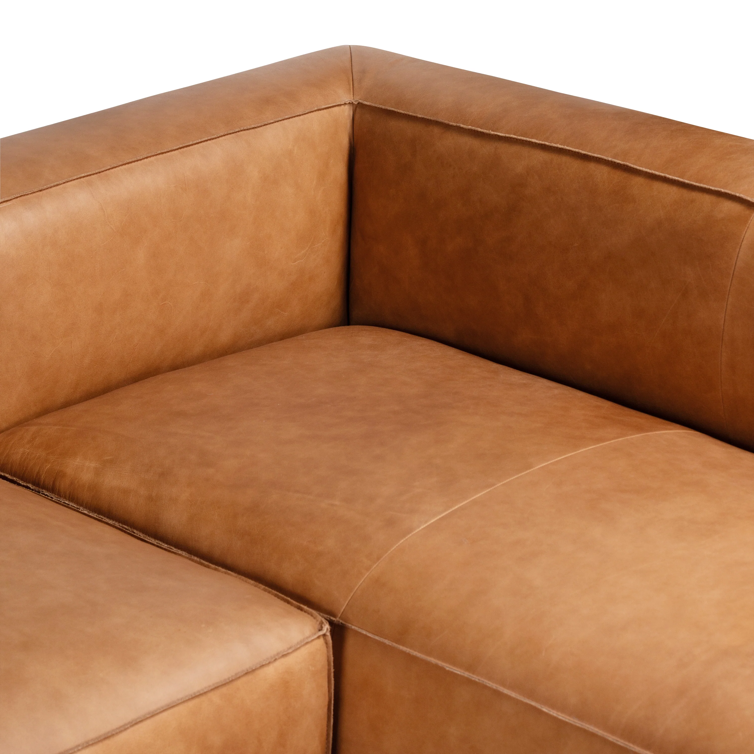 Piazza 123.5" Leather L-Shaped Corner Sectional Sofa | Saddle Tan - Image 14