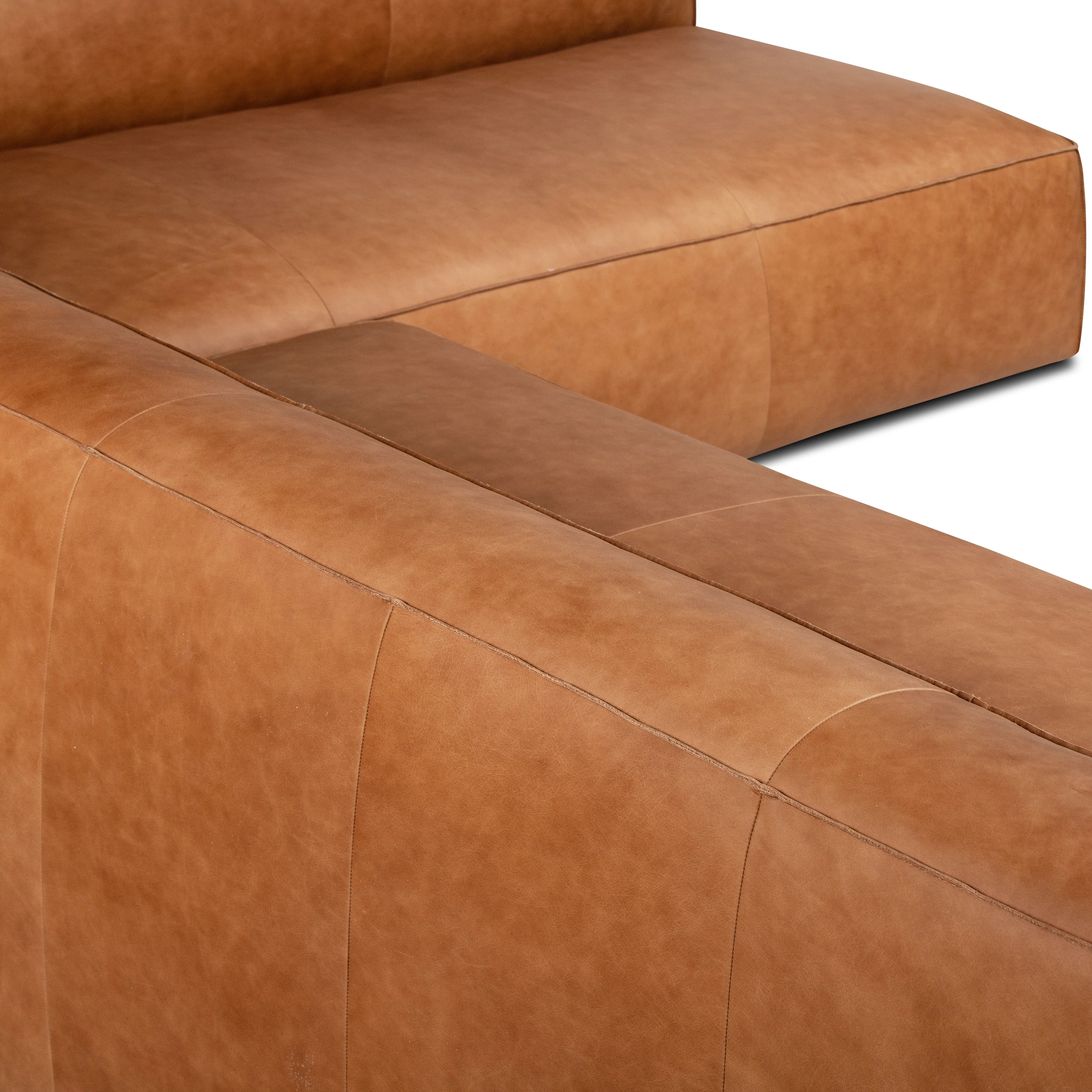 Piazza 123.5" Leather L-Shaped Corner Sectional Sofa | Saddle Tan - Image 15