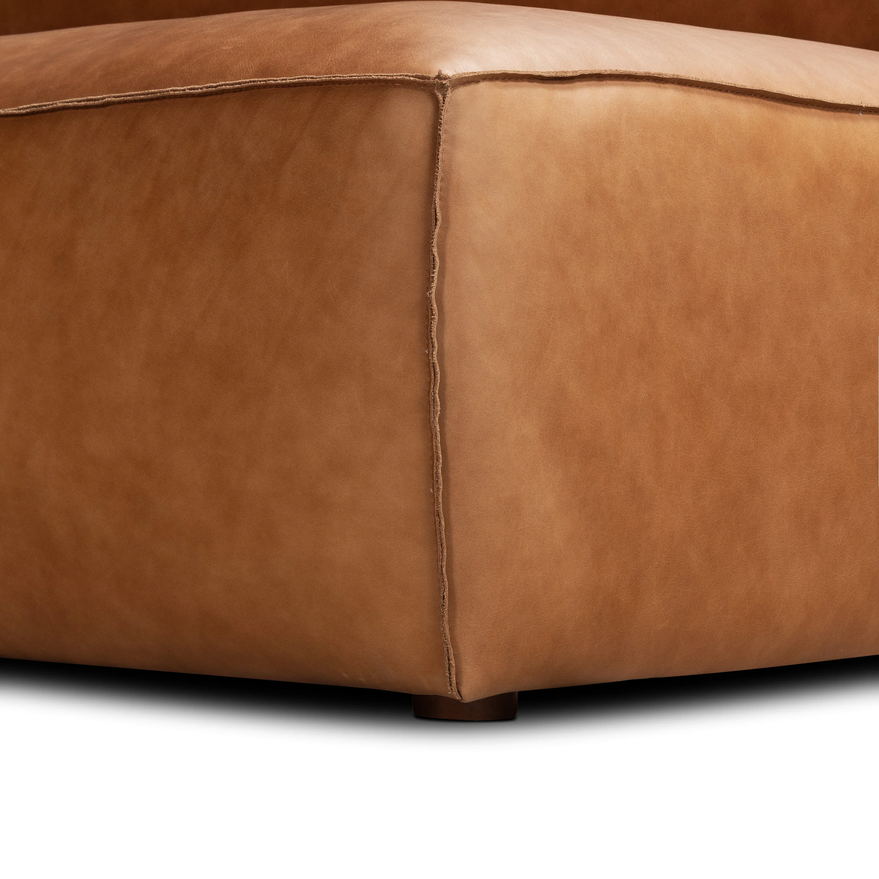 Piazza 123.5" Leather L-Shaped Corner Sectional Sofa | Saddle Tan - Image 16