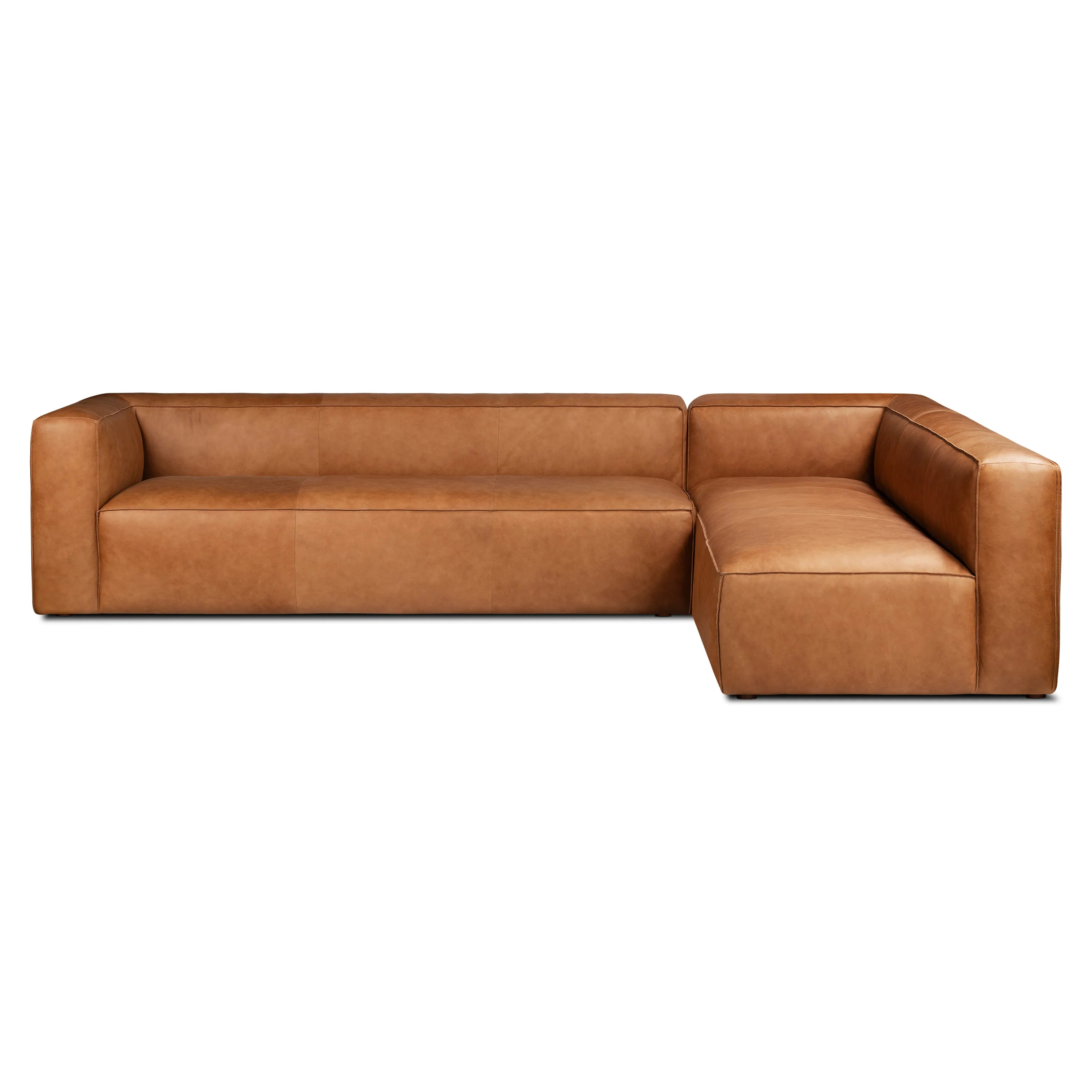 Piazza 123.5" Leather L-Shaped Corner Sectional Sofa | Saddle Tan - Image 4