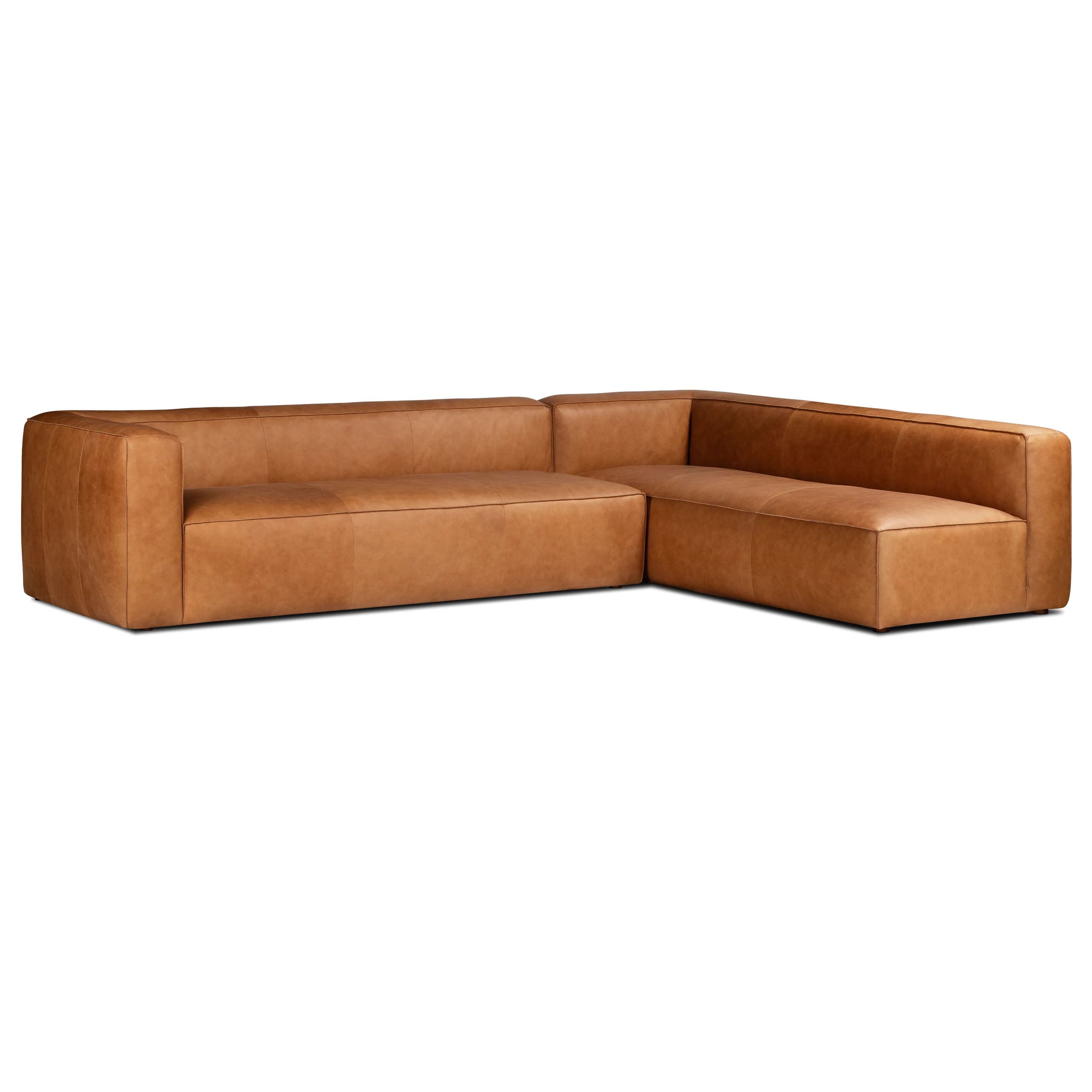 Piazza 123.5" Leather L-Shaped Corner Sectional Sofa | Saddle Tan - Image 5