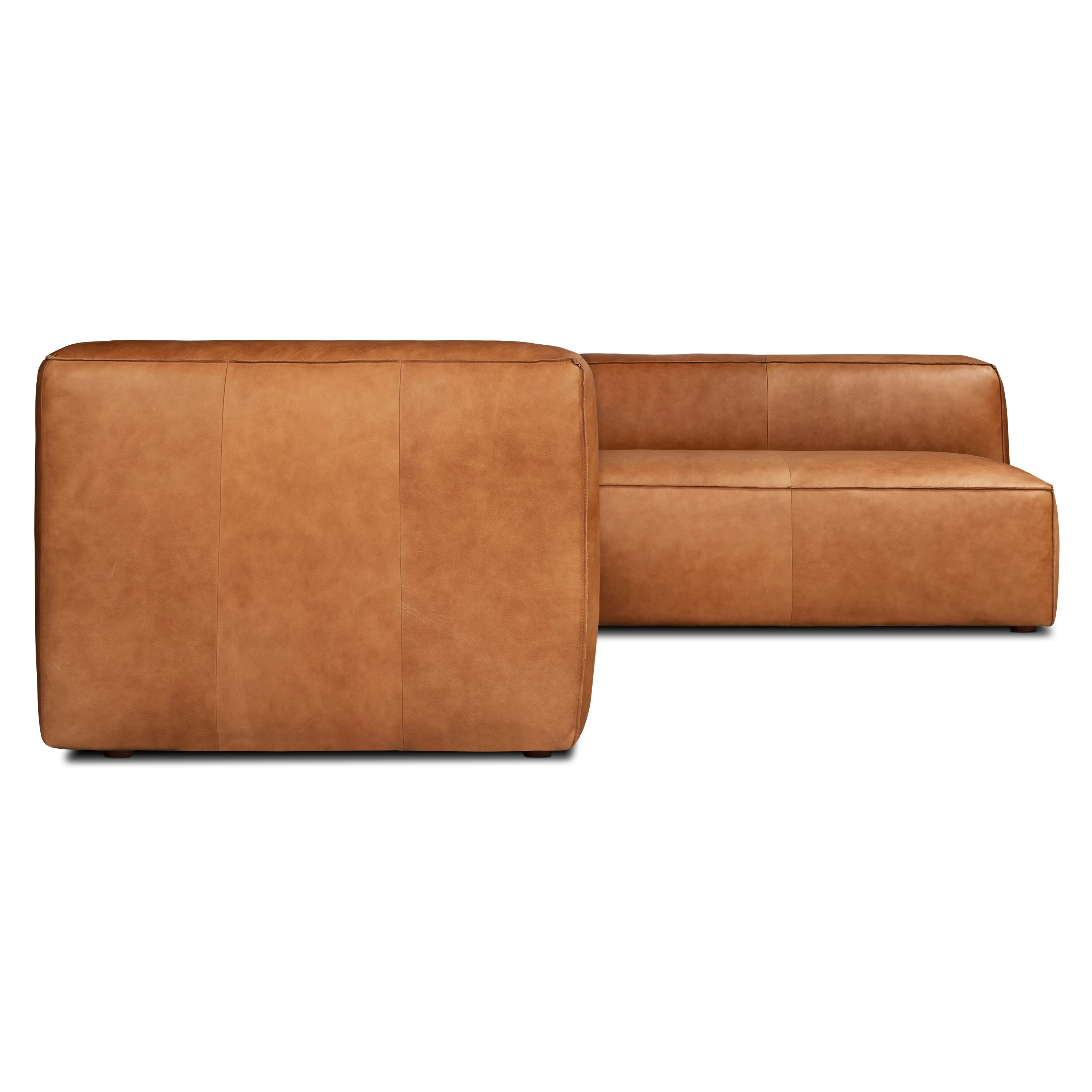 Piazza 123.5" Leather L-Shaped Corner Sectional Sofa | Saddle Tan - Image 6
