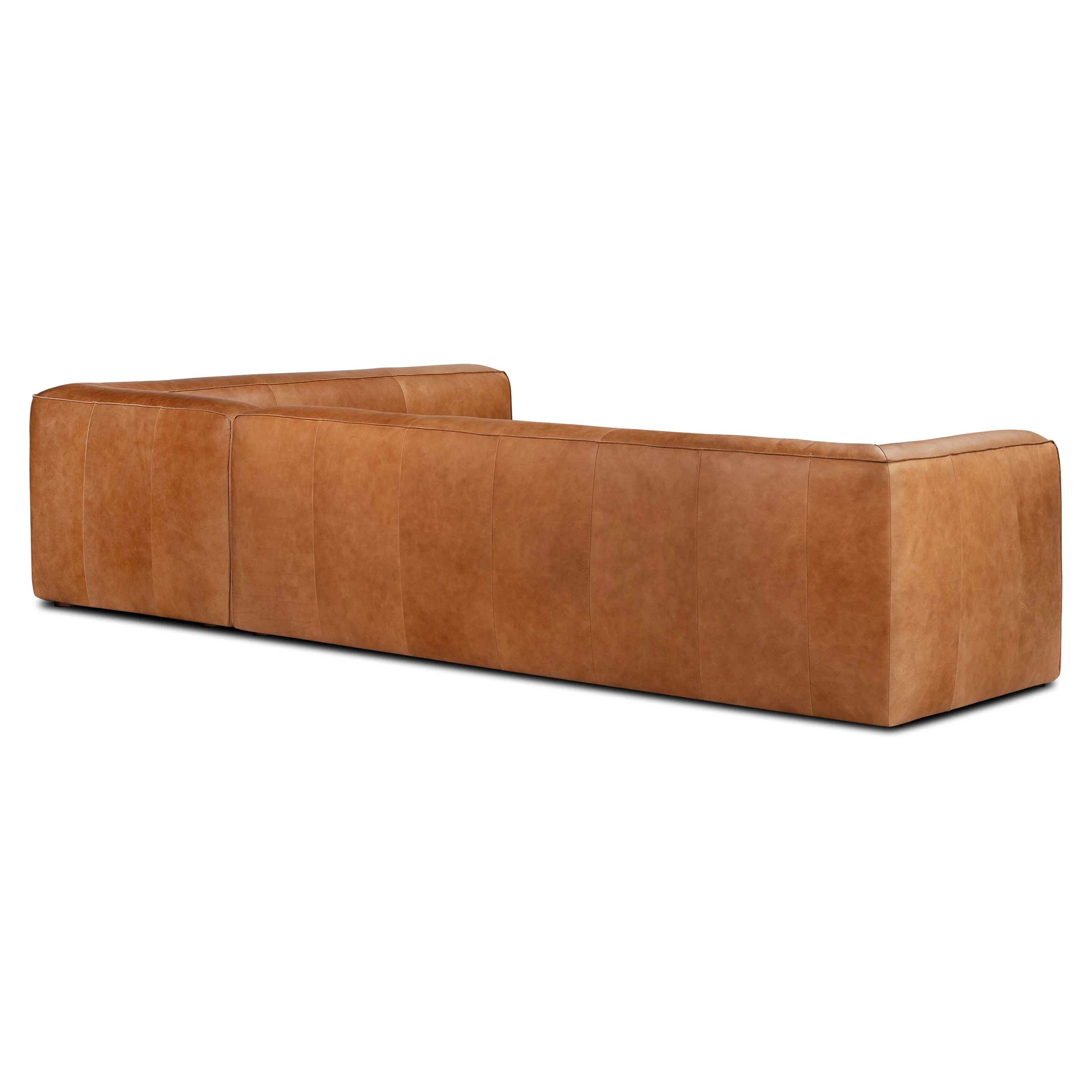 Piazza 123.5" Leather L-Shaped Corner Sectional Sofa | Saddle Tan - Image 7