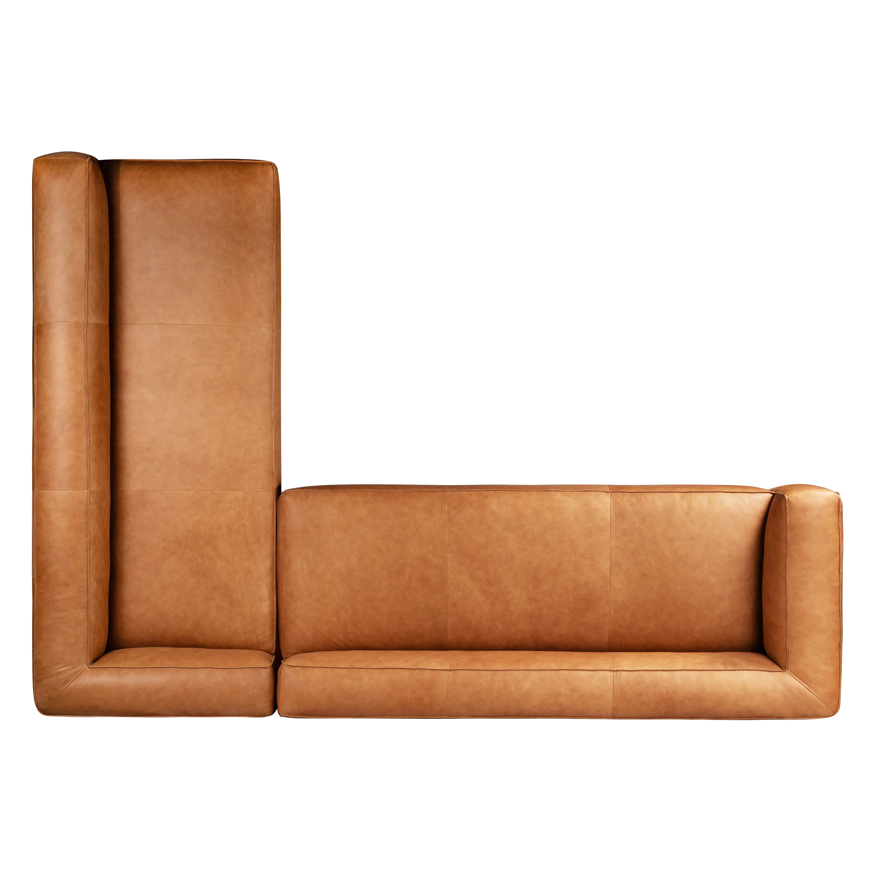 Piazza 123.5" Leather L-Shaped Corner Sectional Sofa | Saddle Tan - Image 9