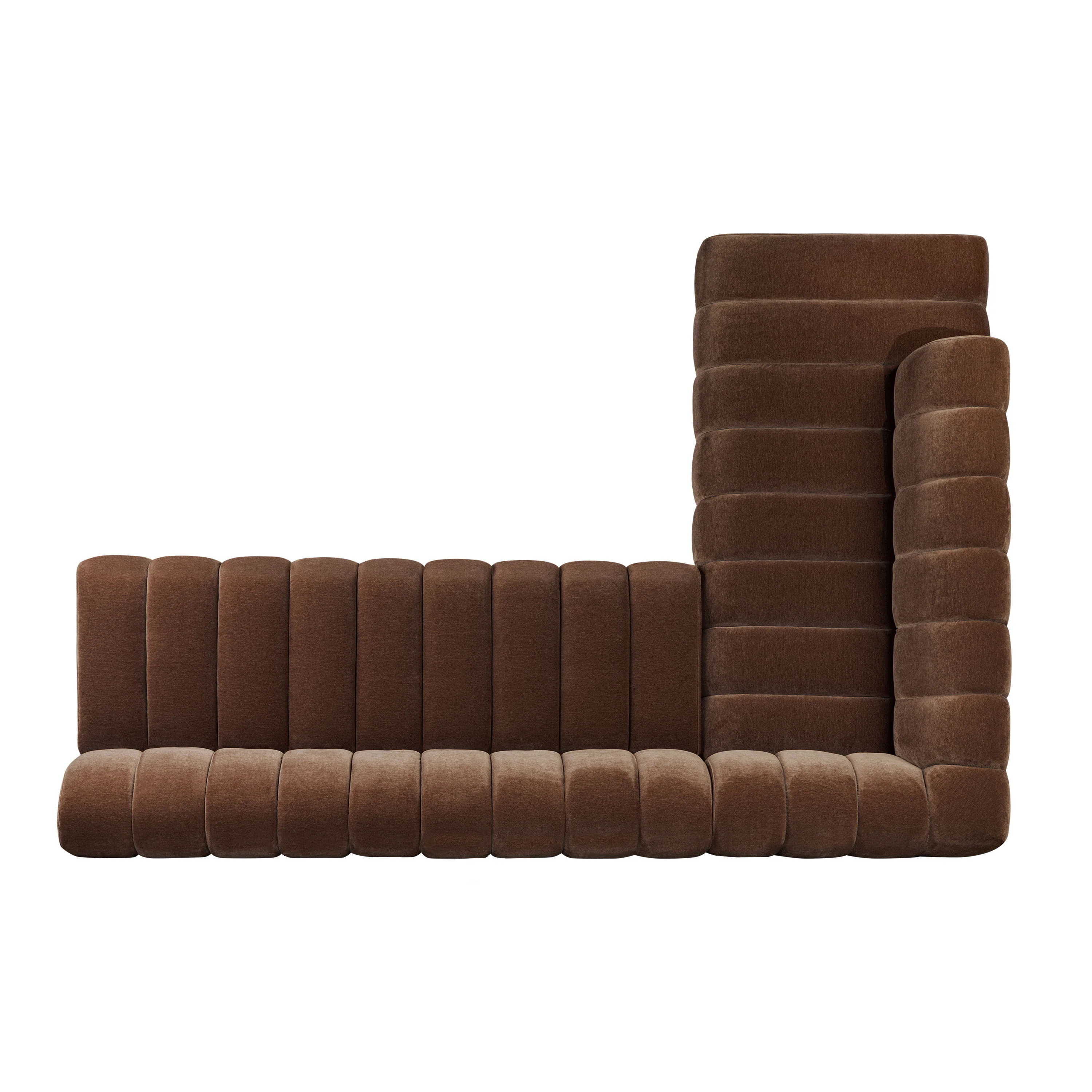 Pomona 125" Left-Facing Bumper Sectional | Bronzer Brown - Image 9
