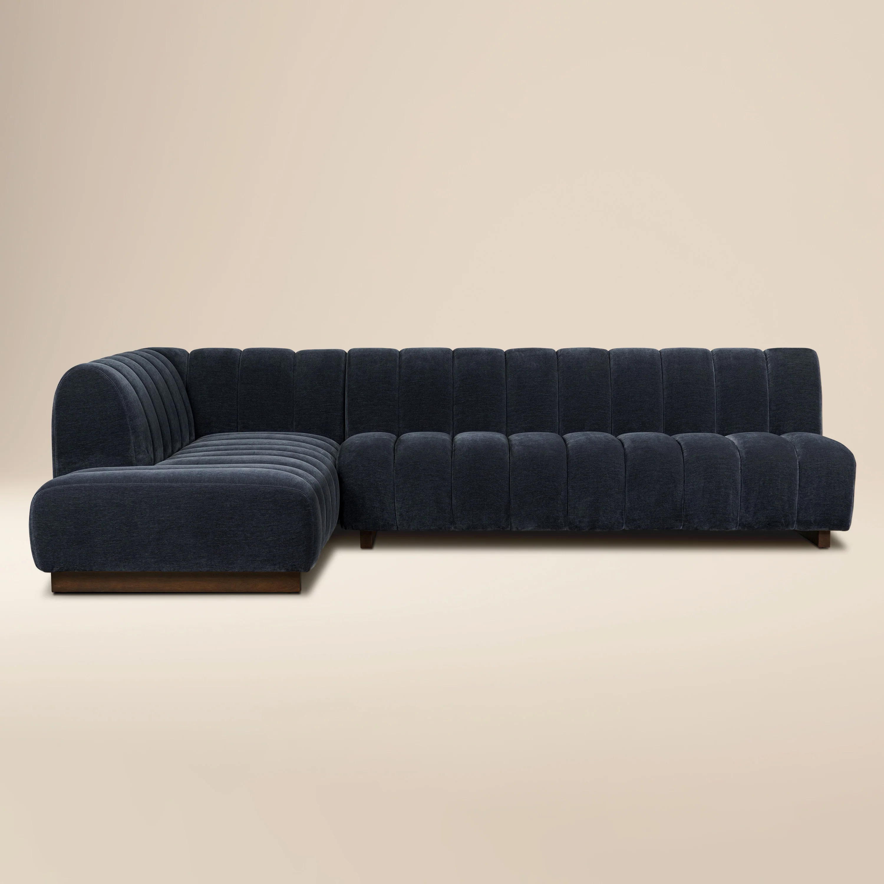 Pomona 125" Left-Facing Bumper Sectional | Mystic Blue