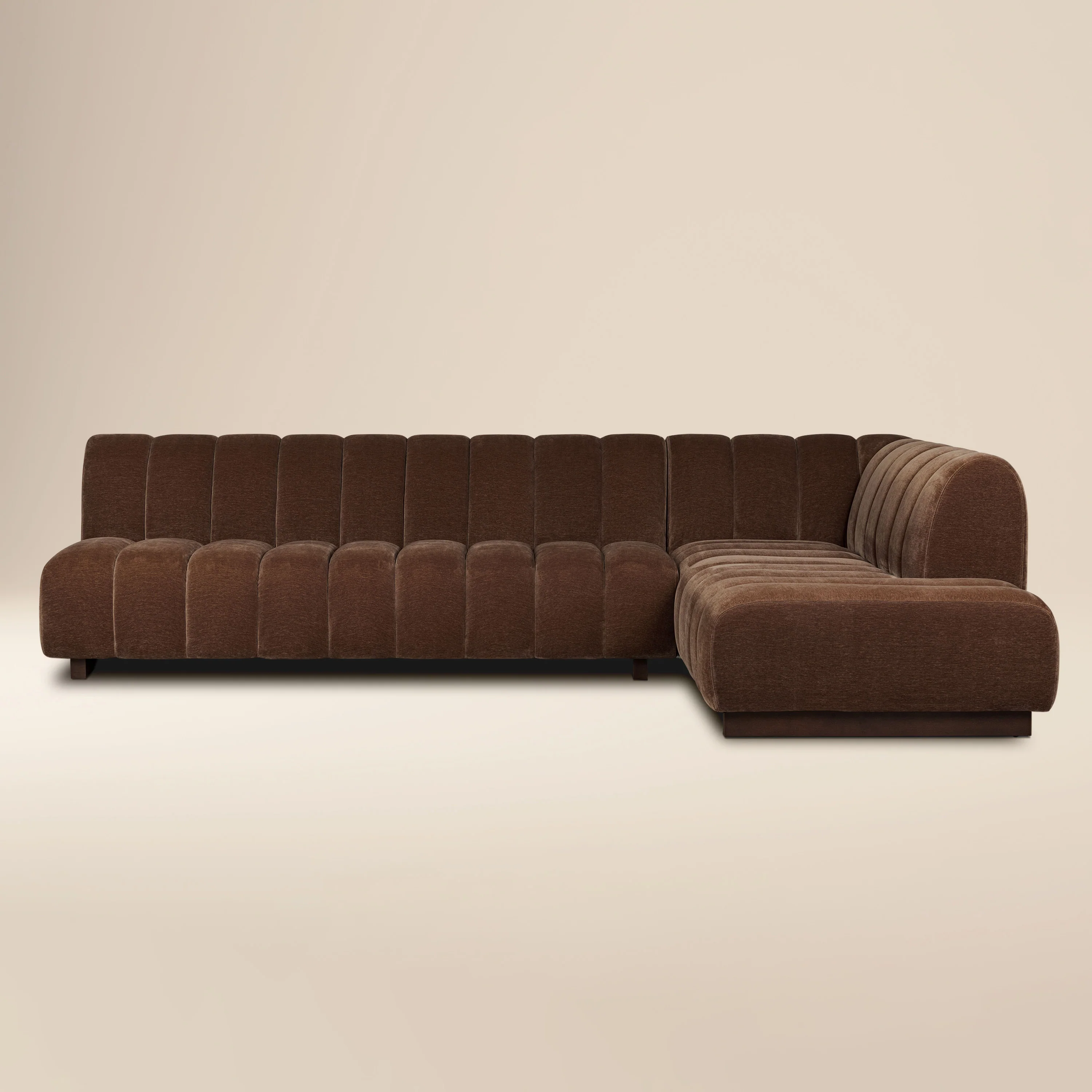 Pomona 125" Right-Facing Bumper Sectional | Bronzer Brown