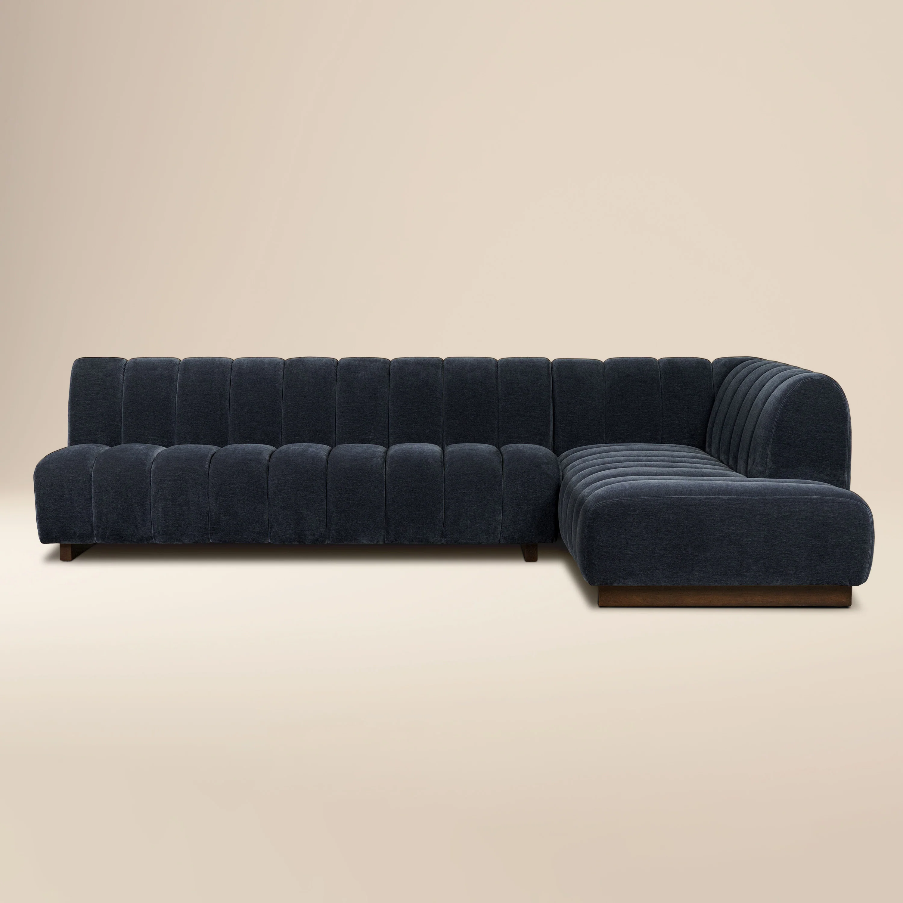 Pomona 125" Right-Facing Bumper Sectional | Mystic Blue