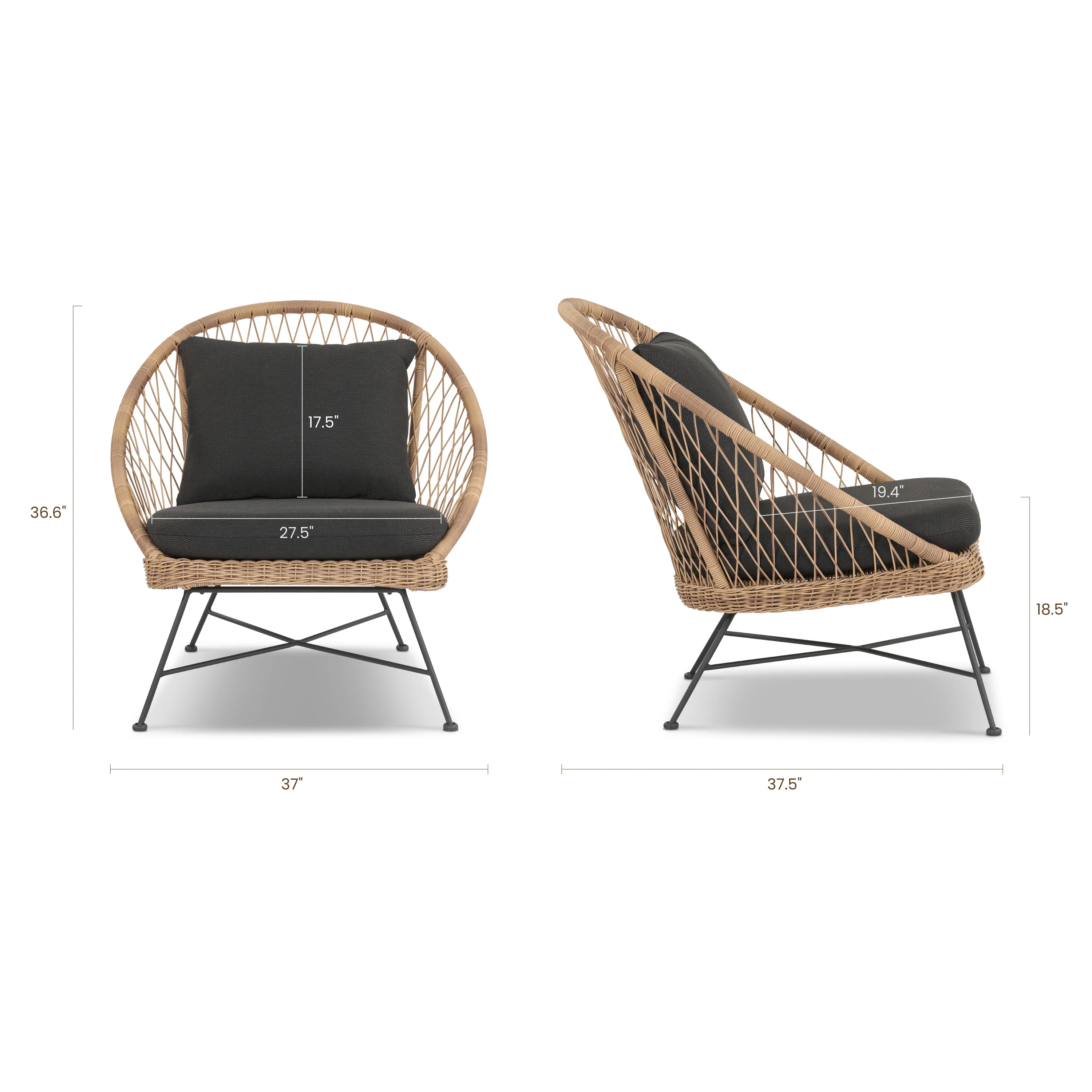 Ponza Indoor / Outdoor Lounge Chair | Medium Grey | Set of 2 - Image 16
