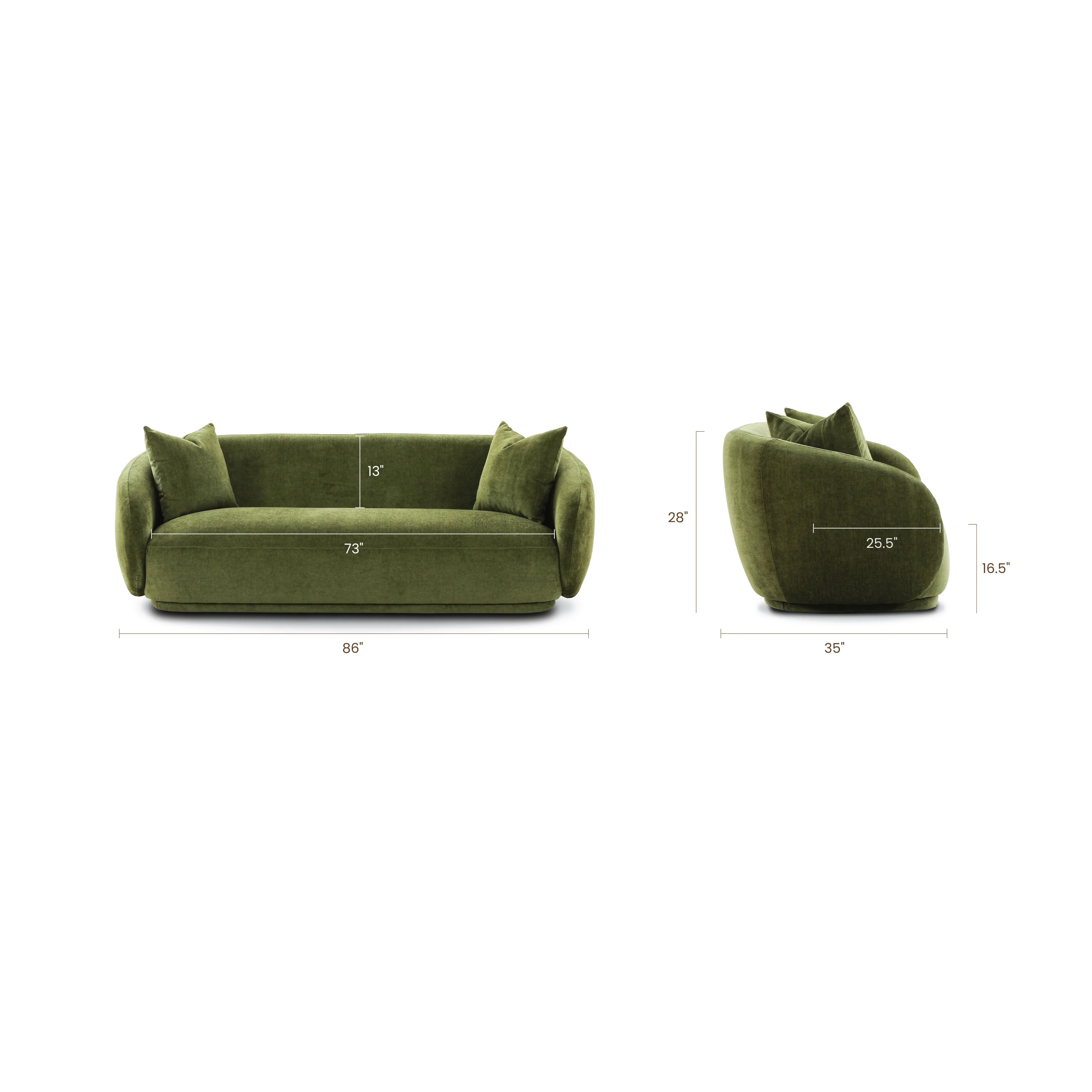 Poole 86" Sofa | Distressed Green Velvet - Image 14