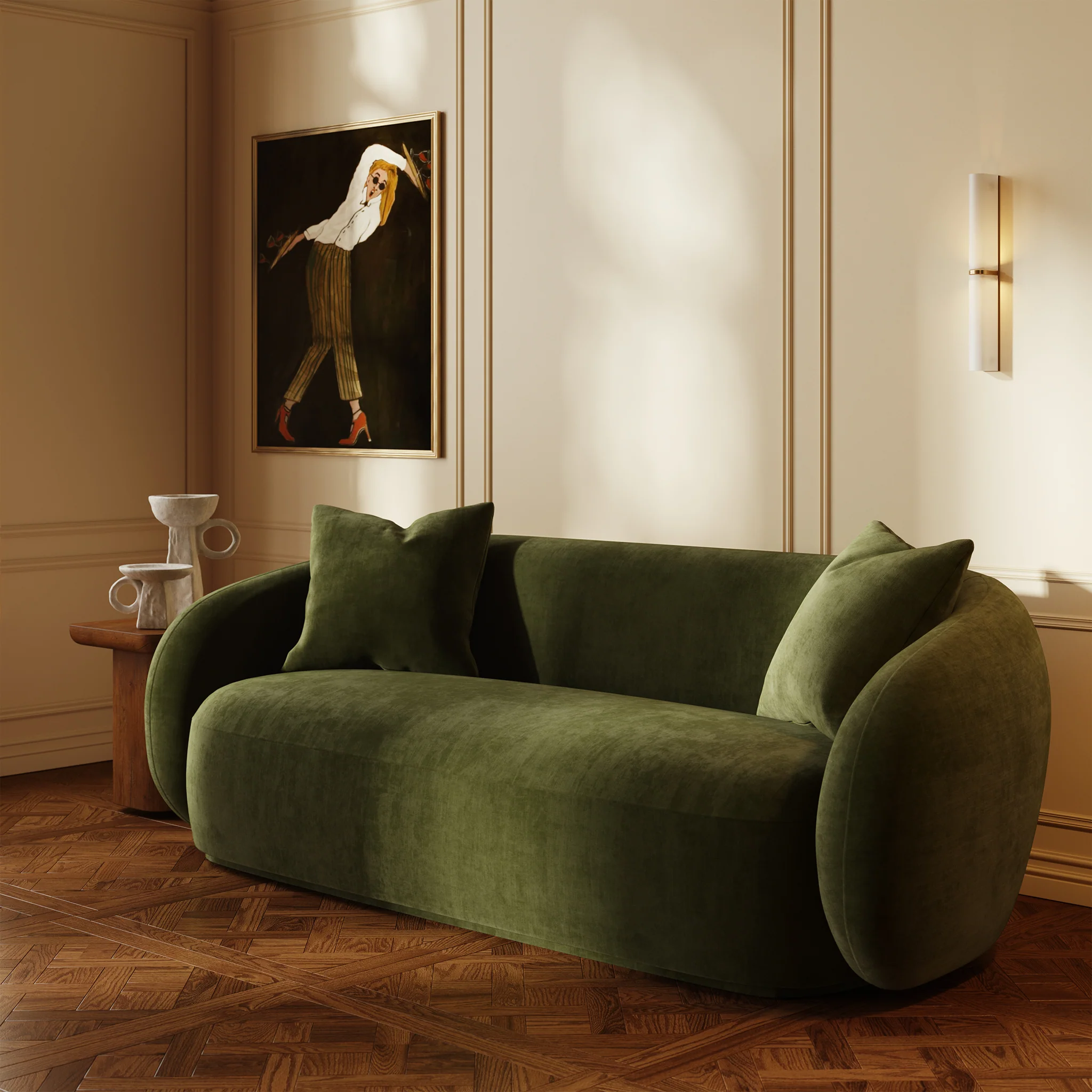 Poole 86" Sofa | Distressed Green Velvet - Image 2