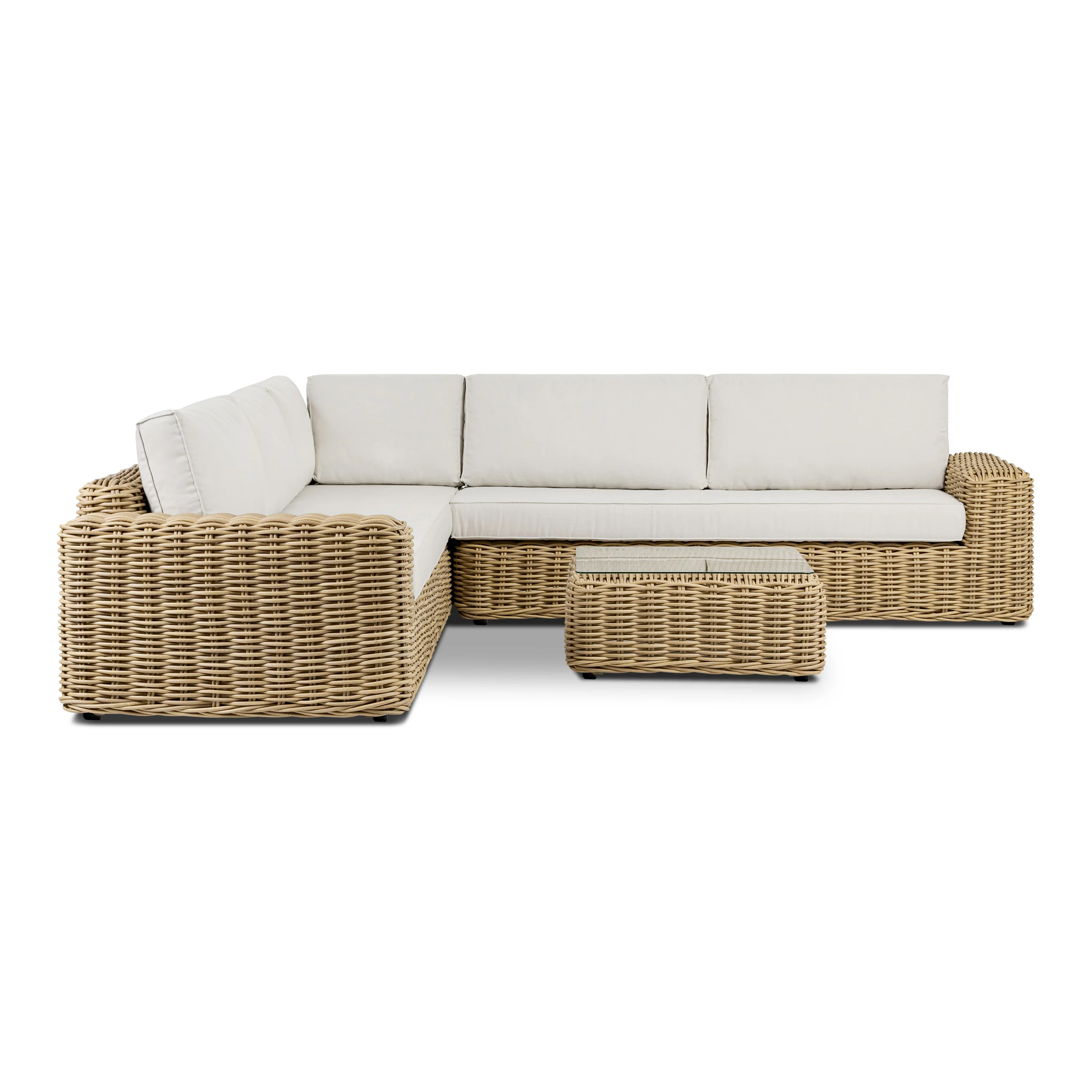 Puglia 115" Corner Sectional Set with Coffee Table | Sand - Image 3