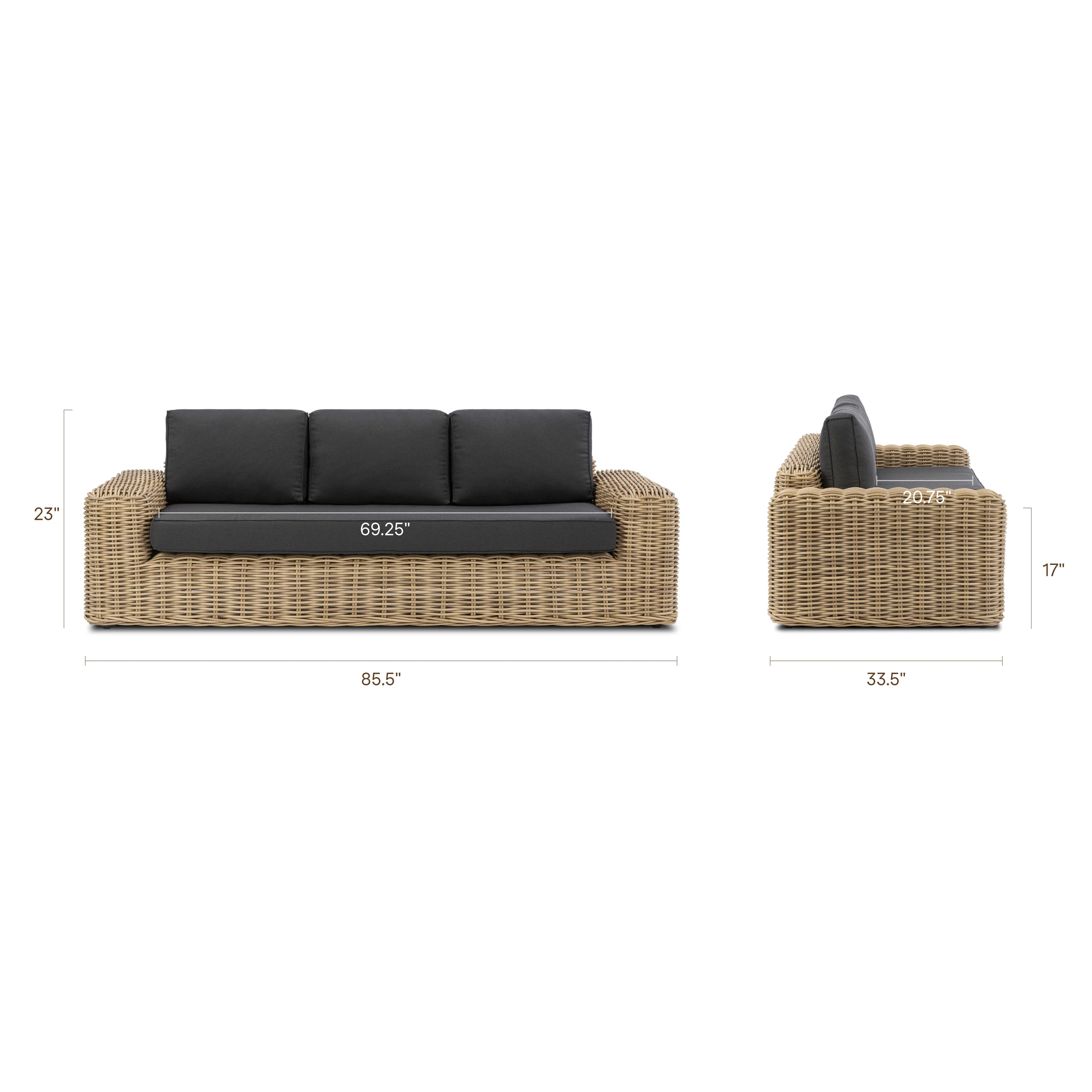 Puglia 3 Seat Sofa | Dark Grey - Image 16