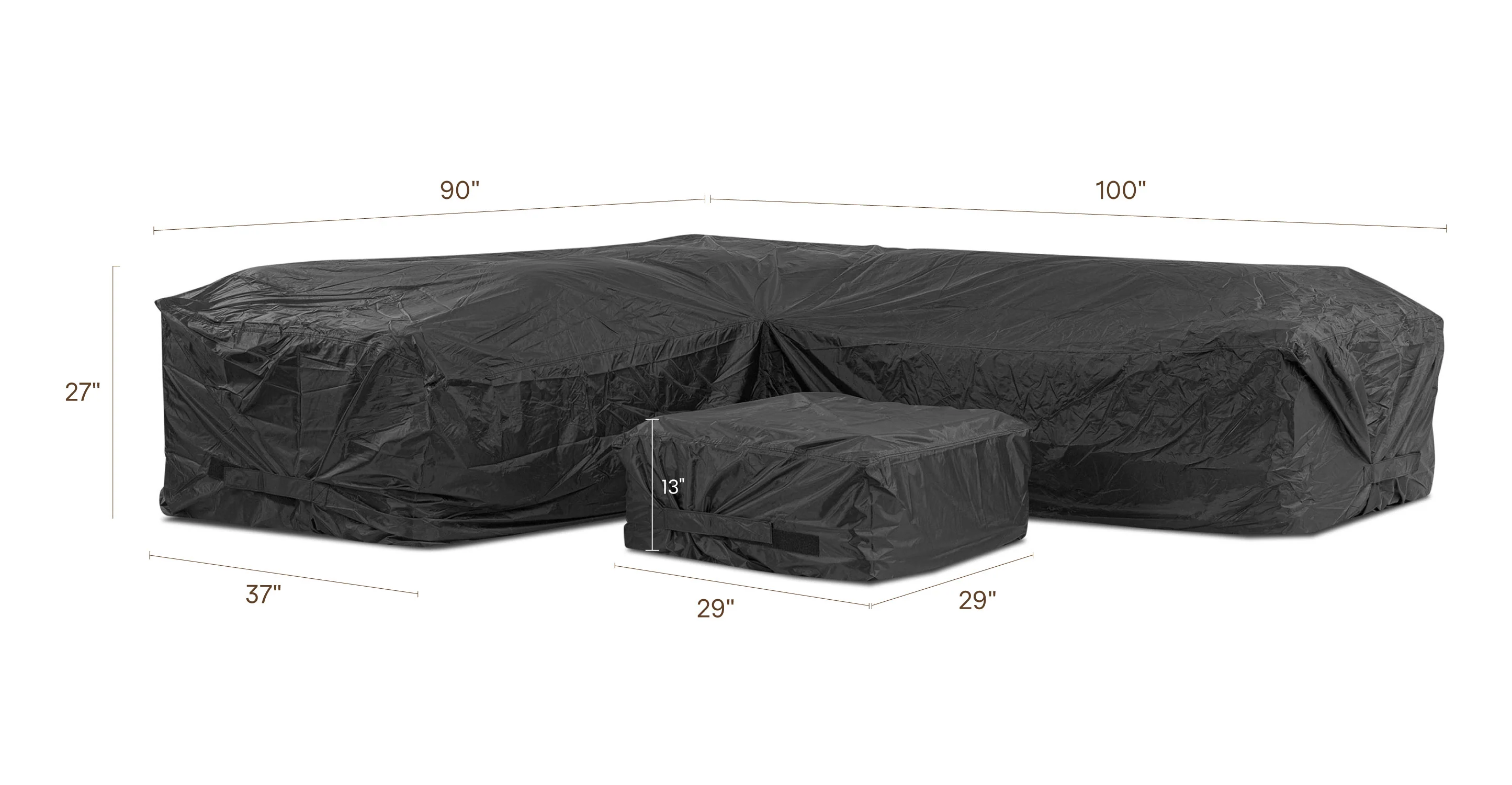 Puglia 90"x100" Corner Sectional Set - Protective Cover | Black - Image 10
