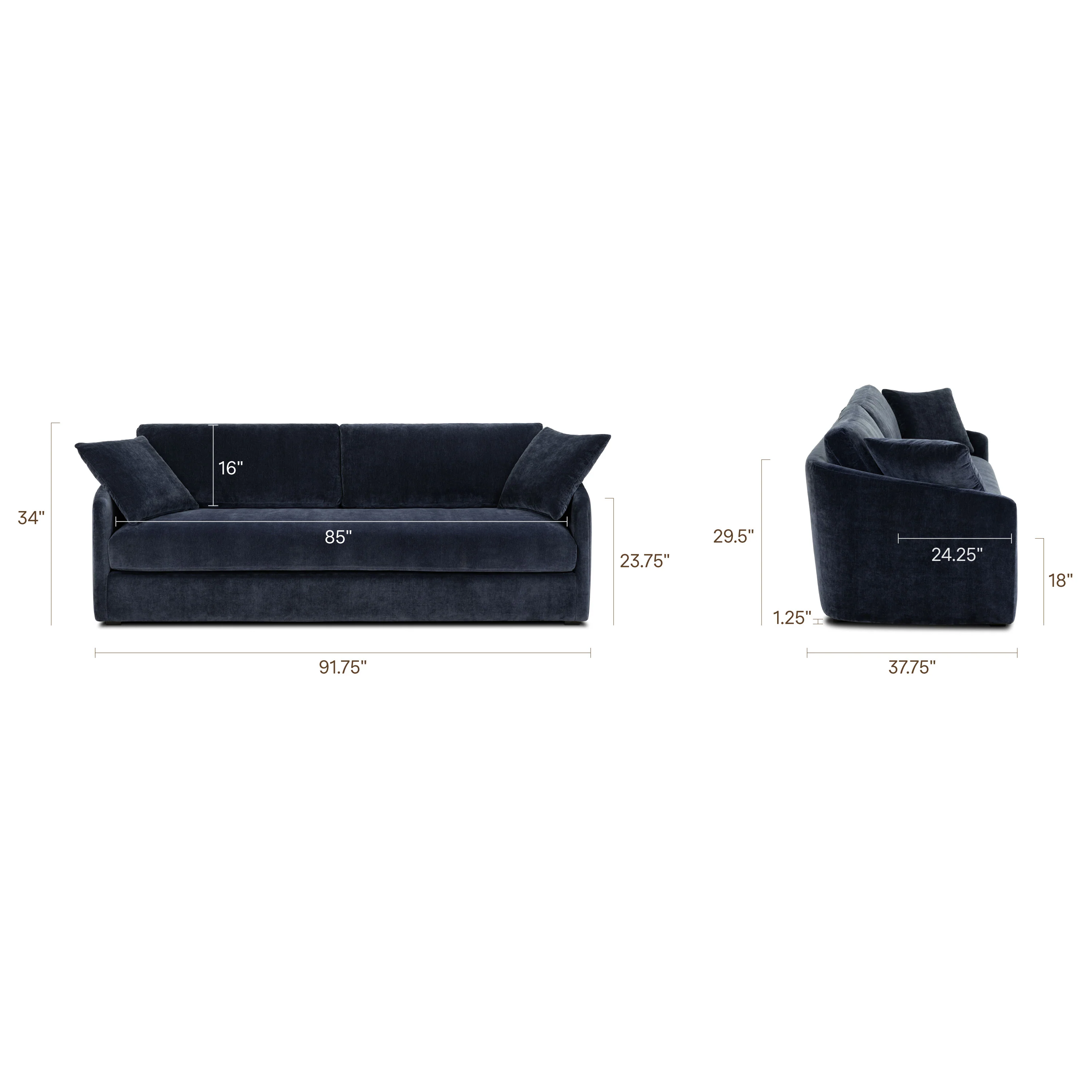 Rhodes 92" Velvet Sofa | Mystic Blue - Image 16