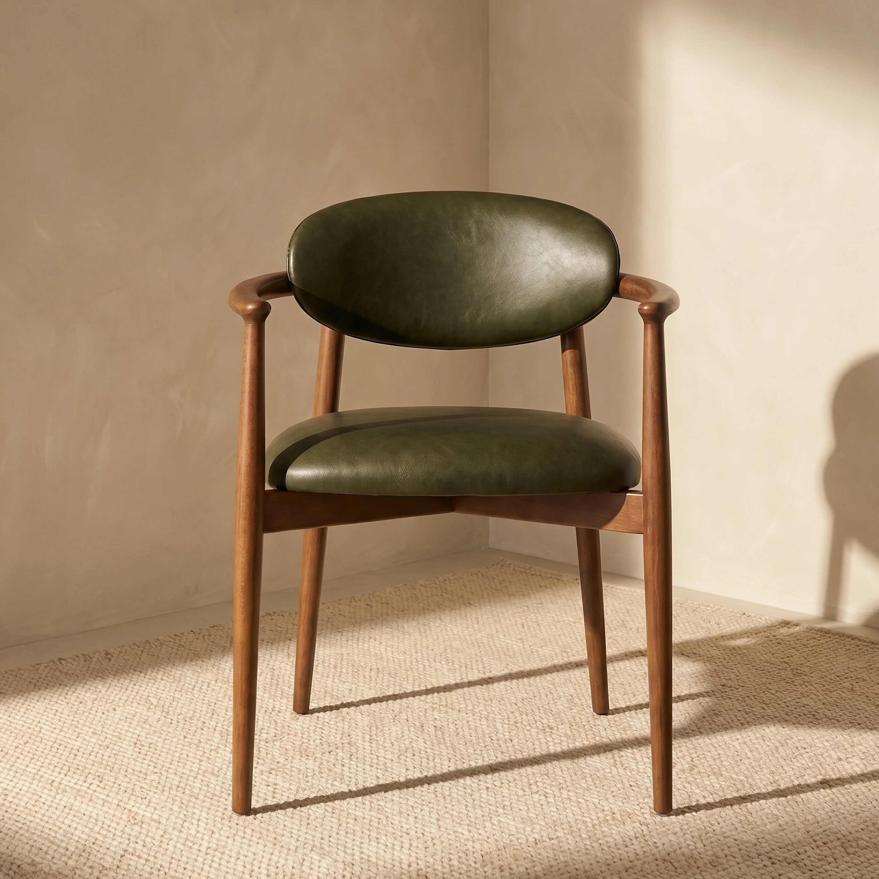 Riven Leather Dining Chair | Antique Green - Image 2