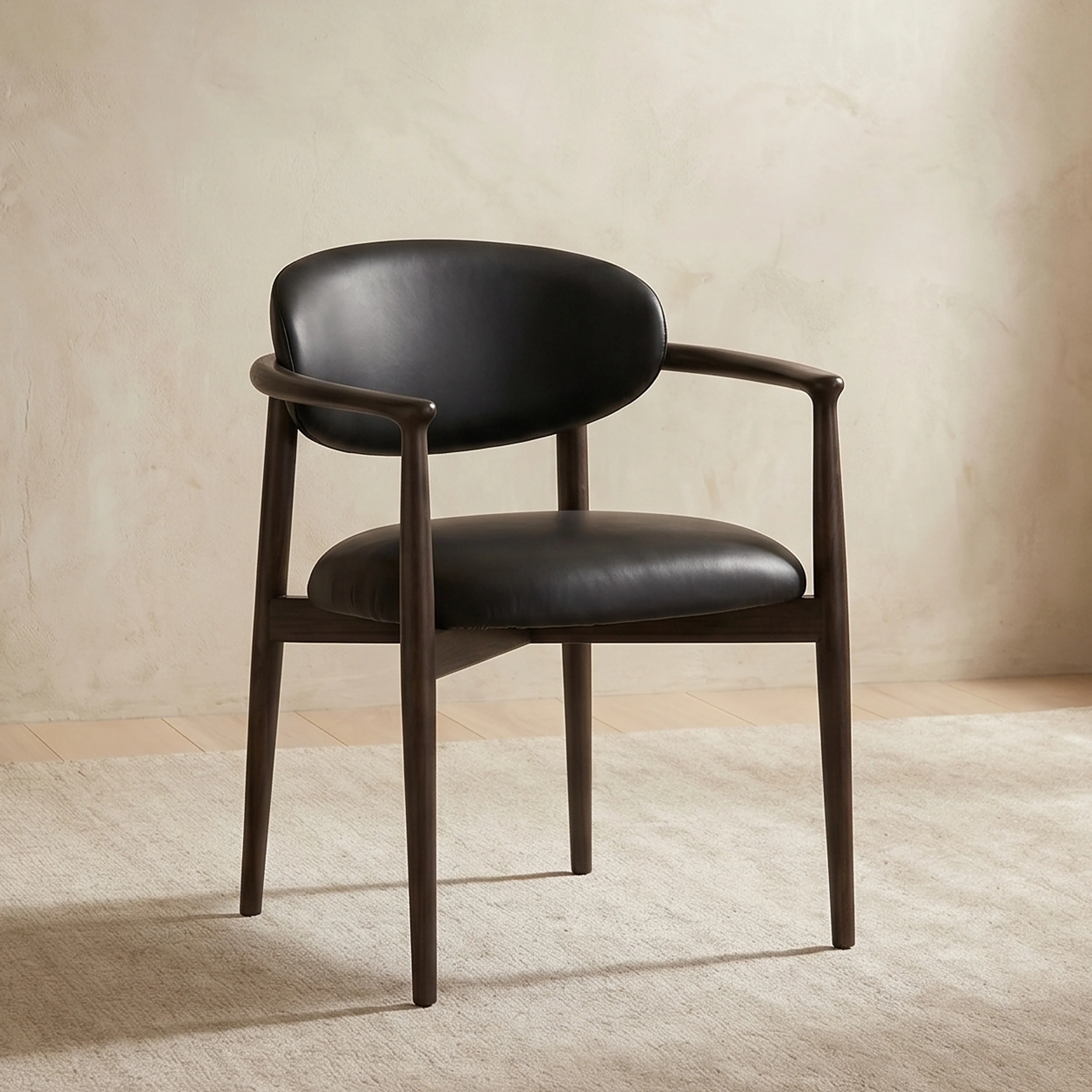 Riven Leather Dining Chair | Light Black - Image 2