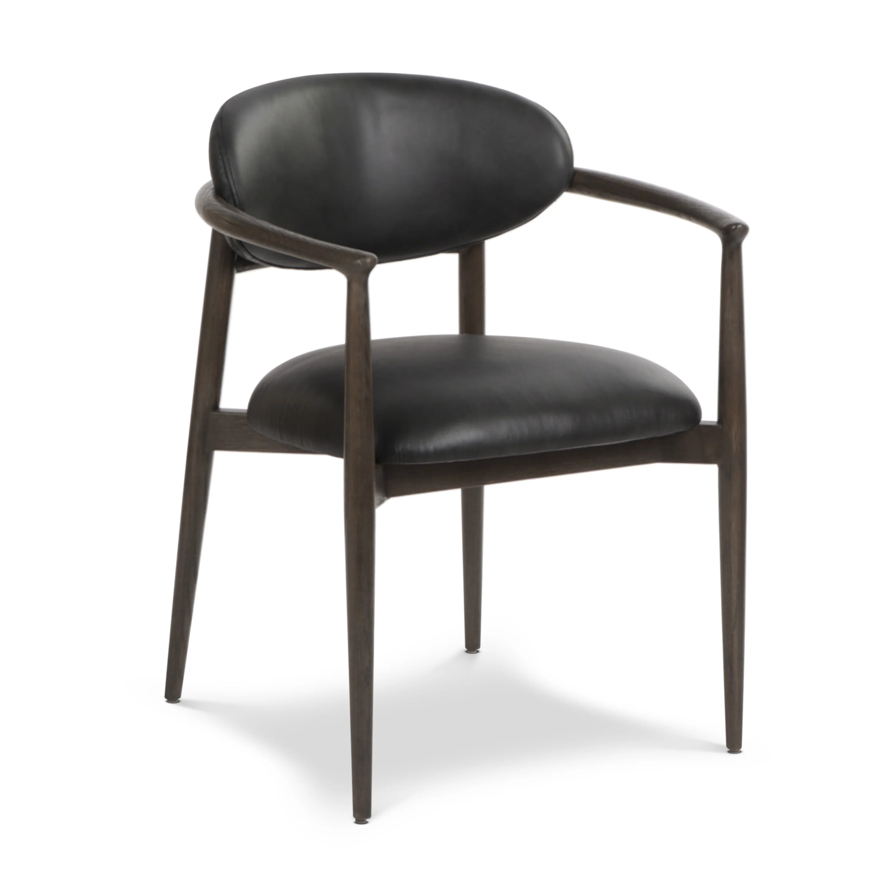 Riven Leather Dining Chair | Light Black - Image 4