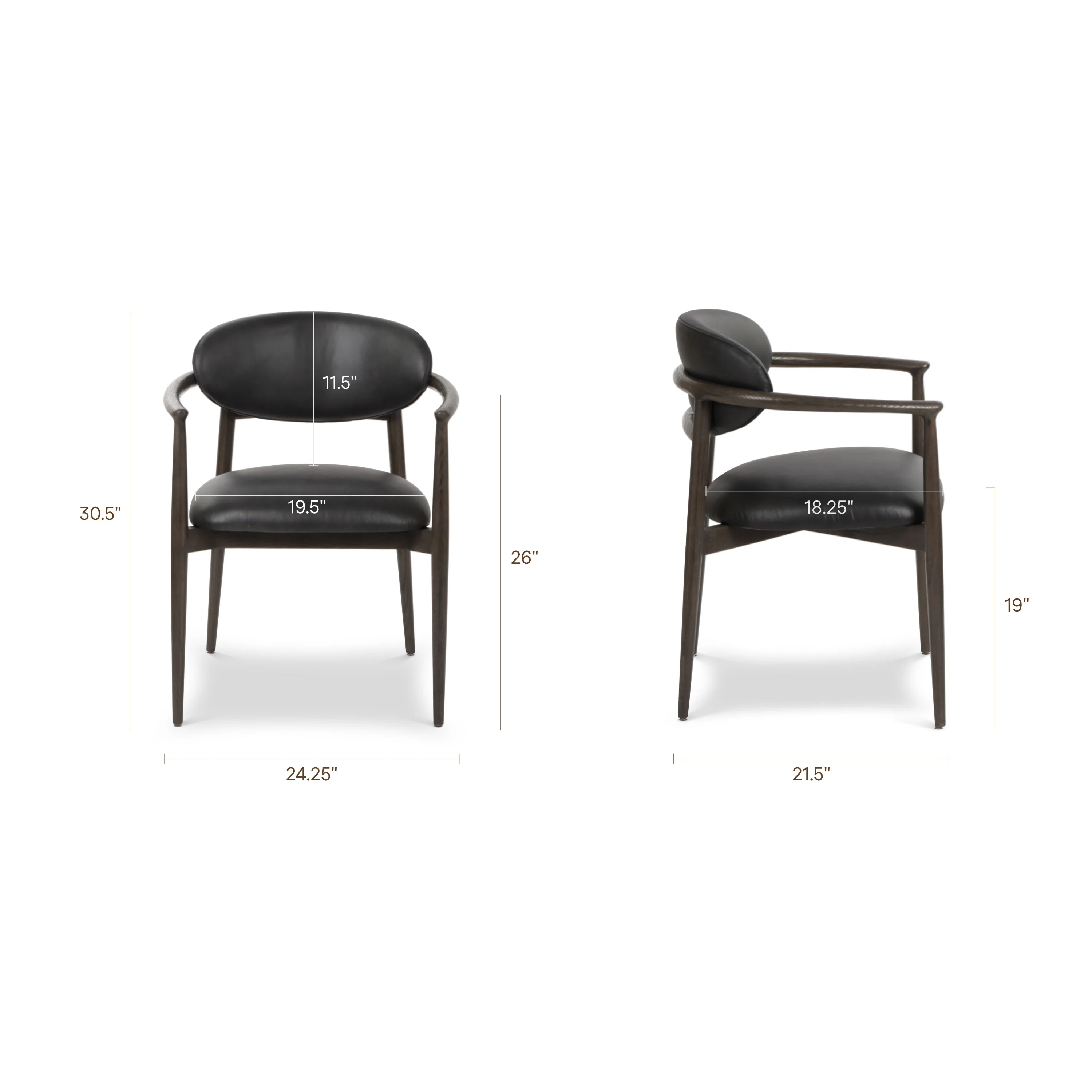 Riven Leather Dining Chair | Light Black - Image 8