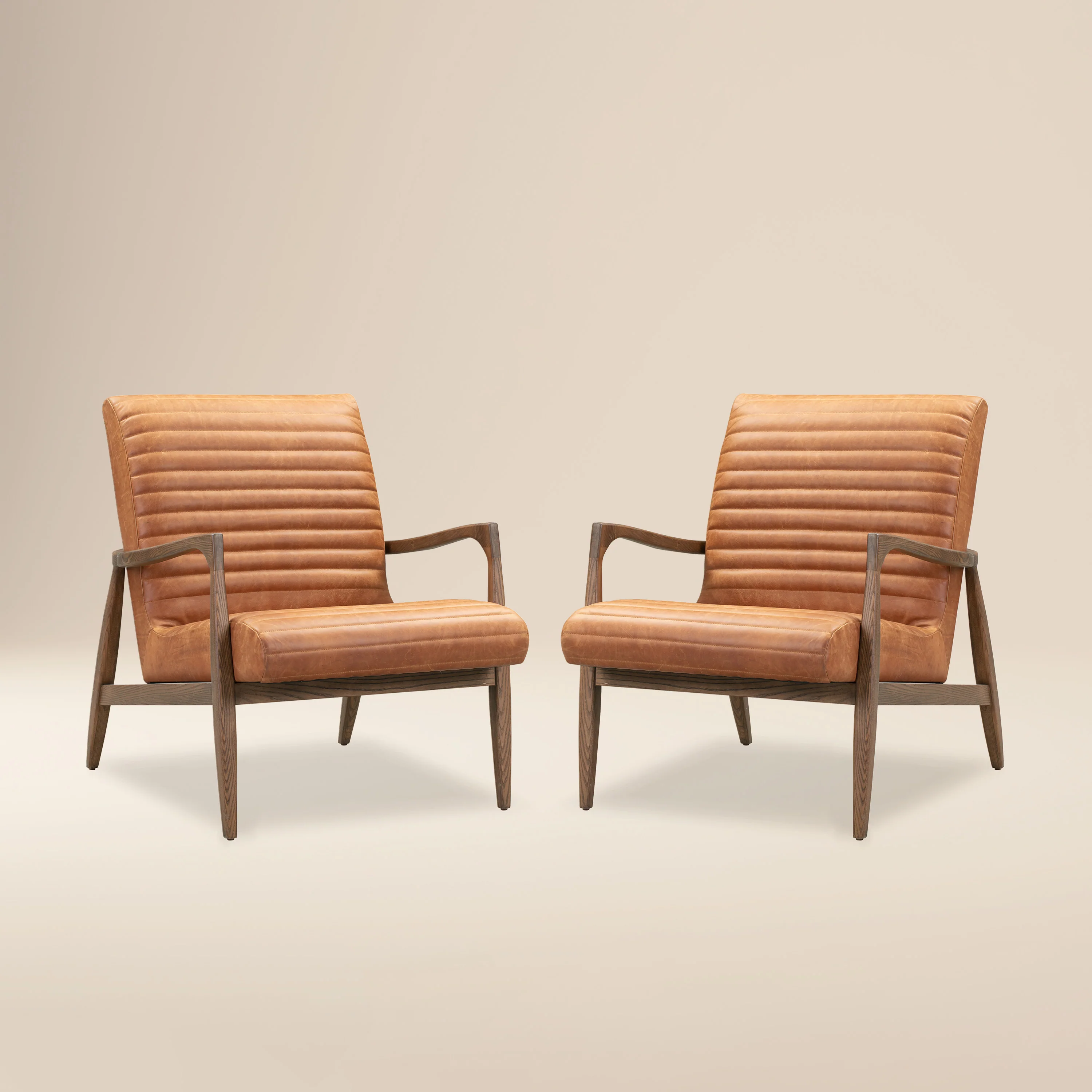 Rowan Leather Lounge Chair | Cognac Tan | Set of 2