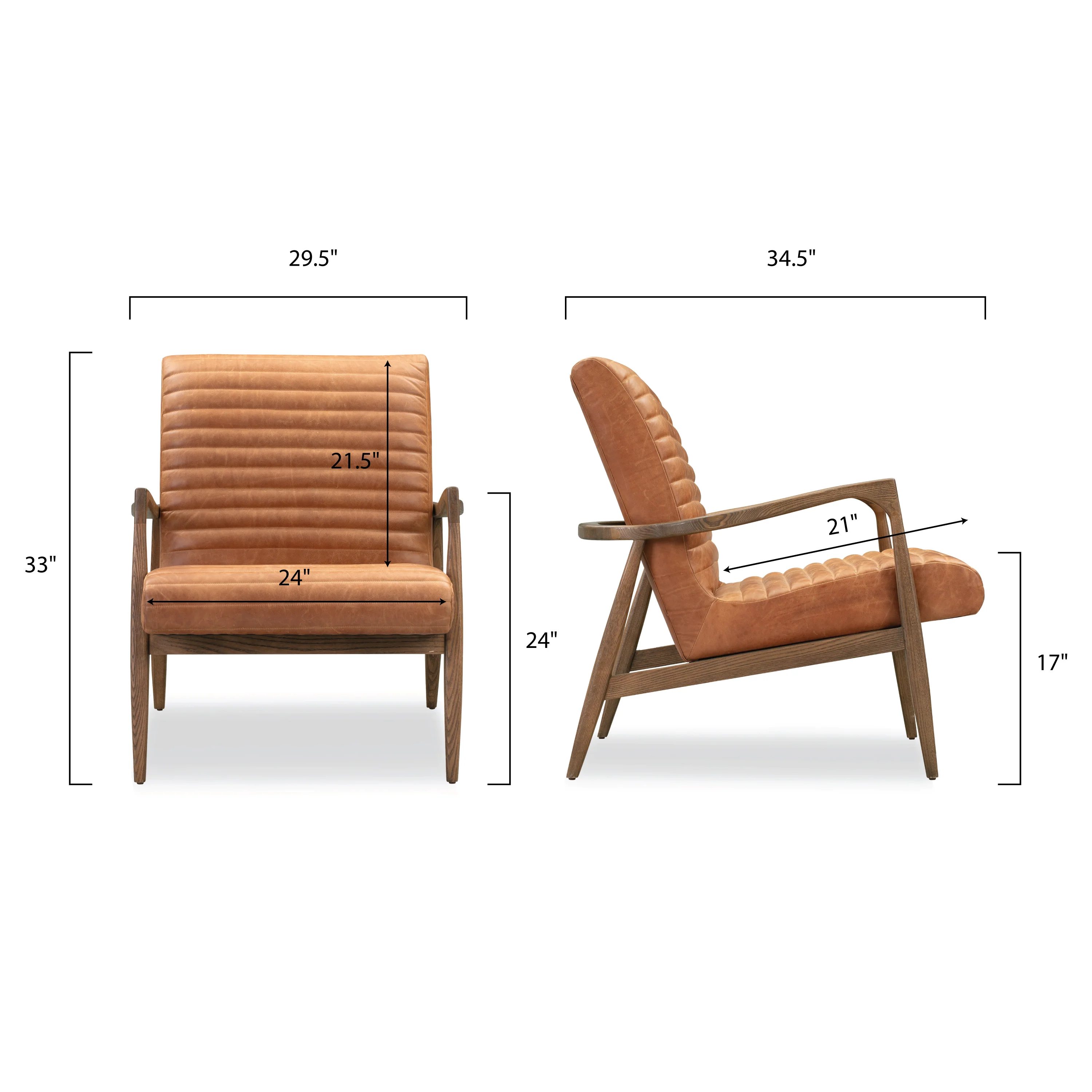 Rowan Leather Lounge Chair | Cognac Tan | Set of 2 - Image 13