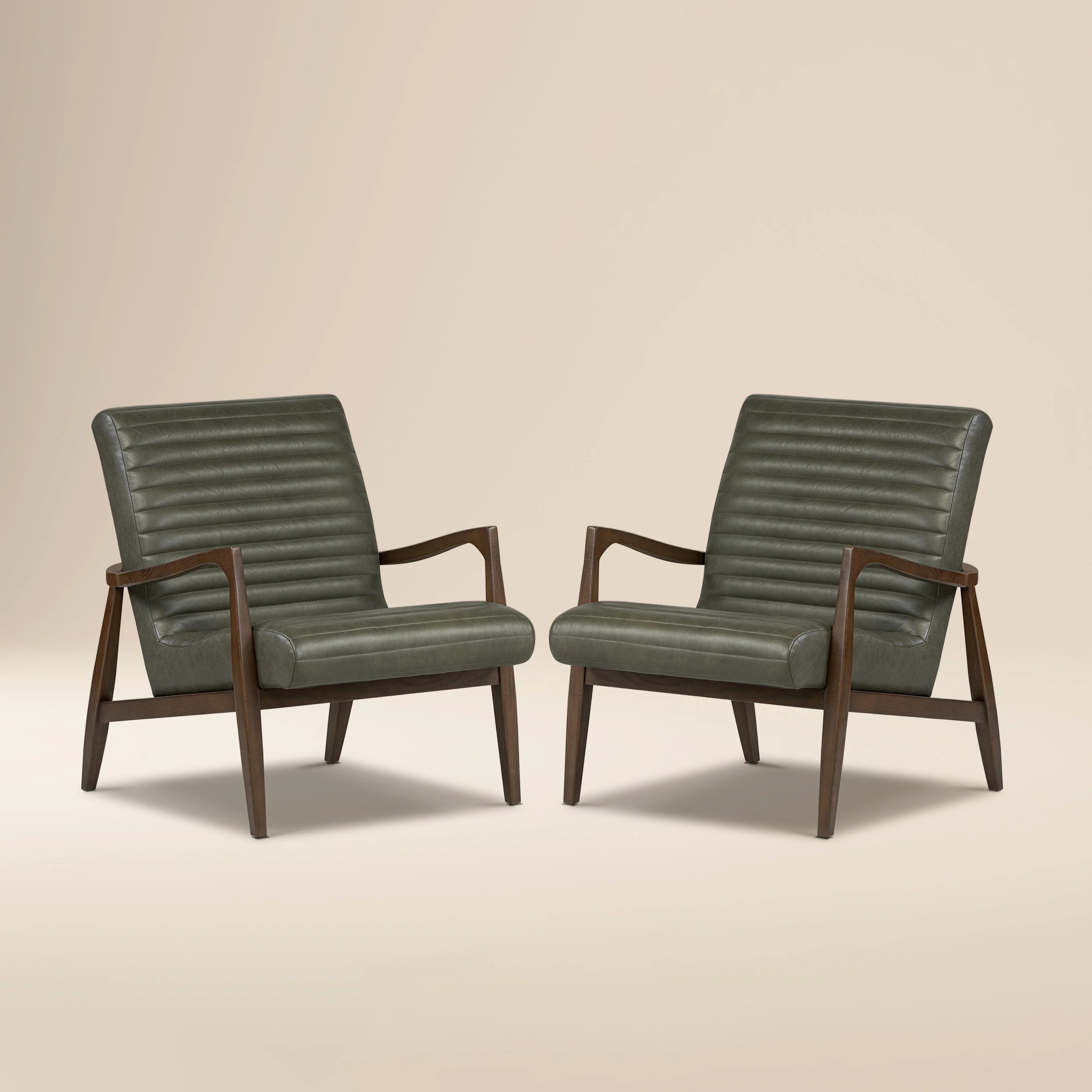 Rowan Leather Lounge Chair | Olivine Green | Set of 2