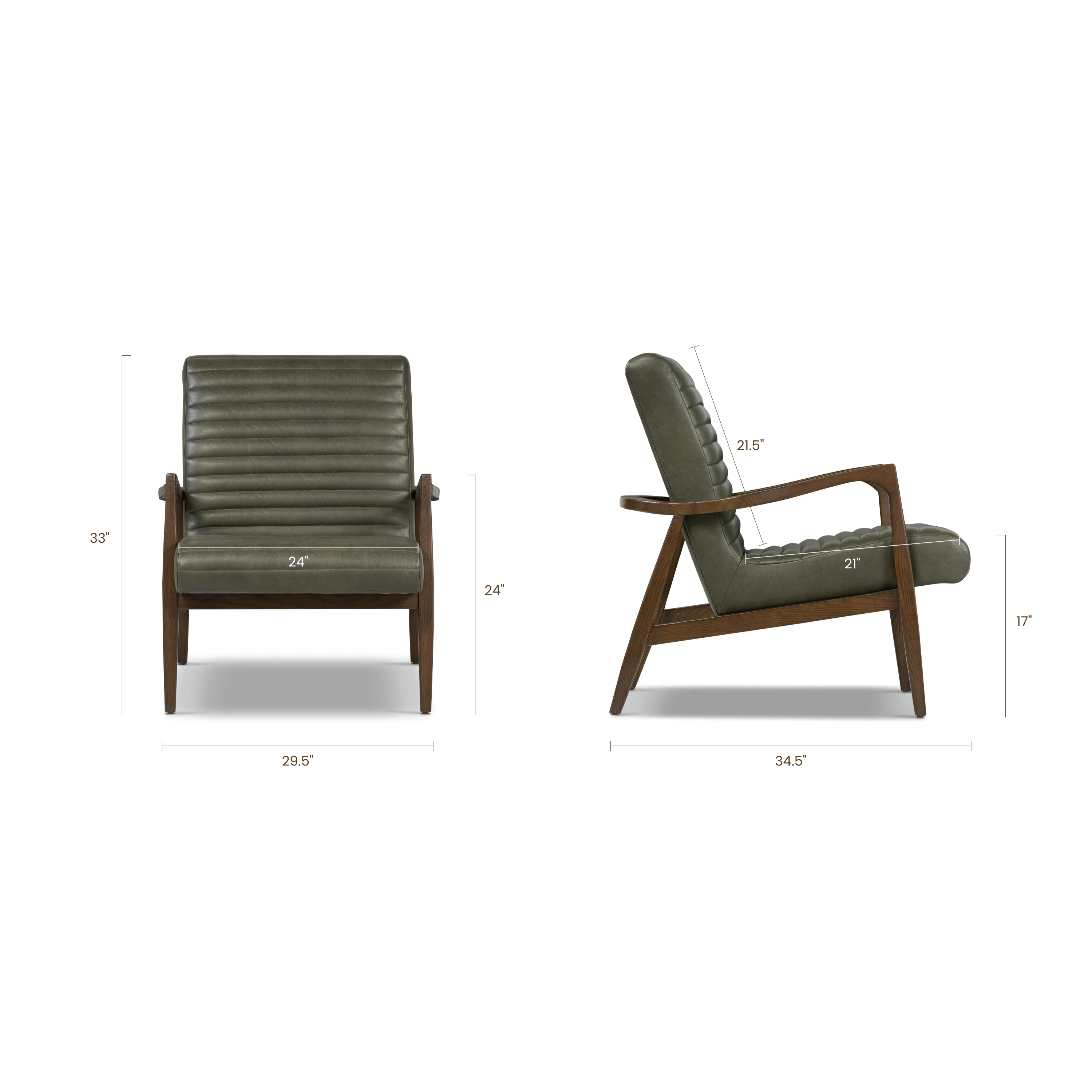 Rowan Leather Lounge Chair | Olivine Green | Set of 2 - Image 15