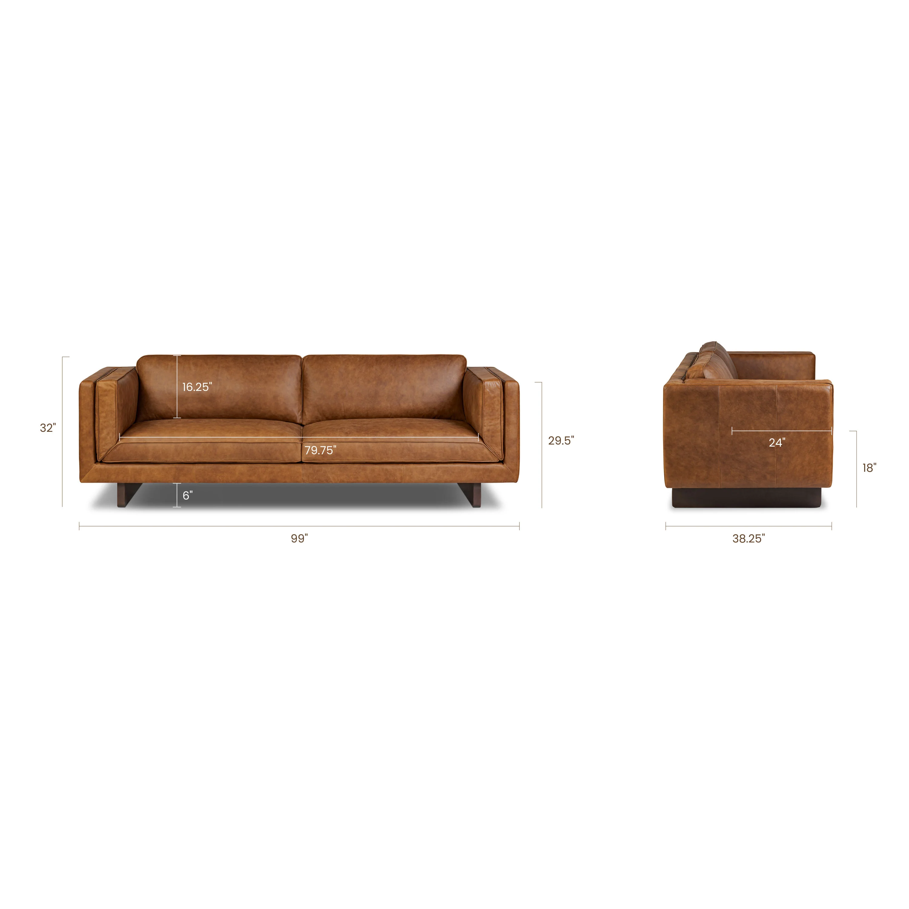 Salo 93" Leather Sofa | Russet Tan - Image 15