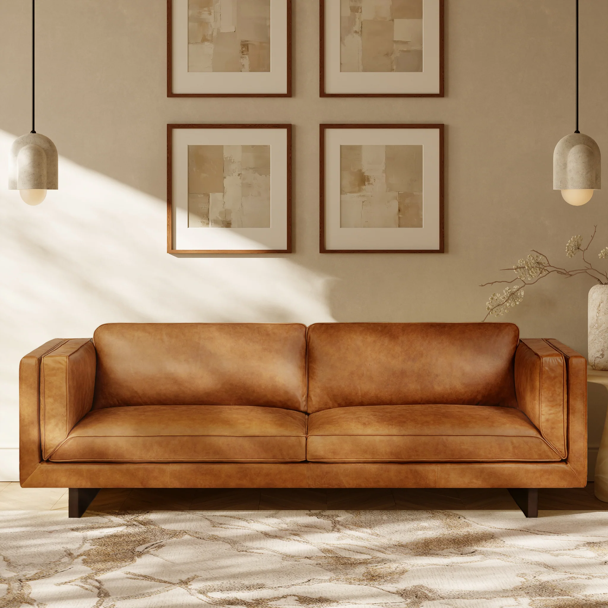 Salo 93" Leather Sofa | Russet Tan - Image 2