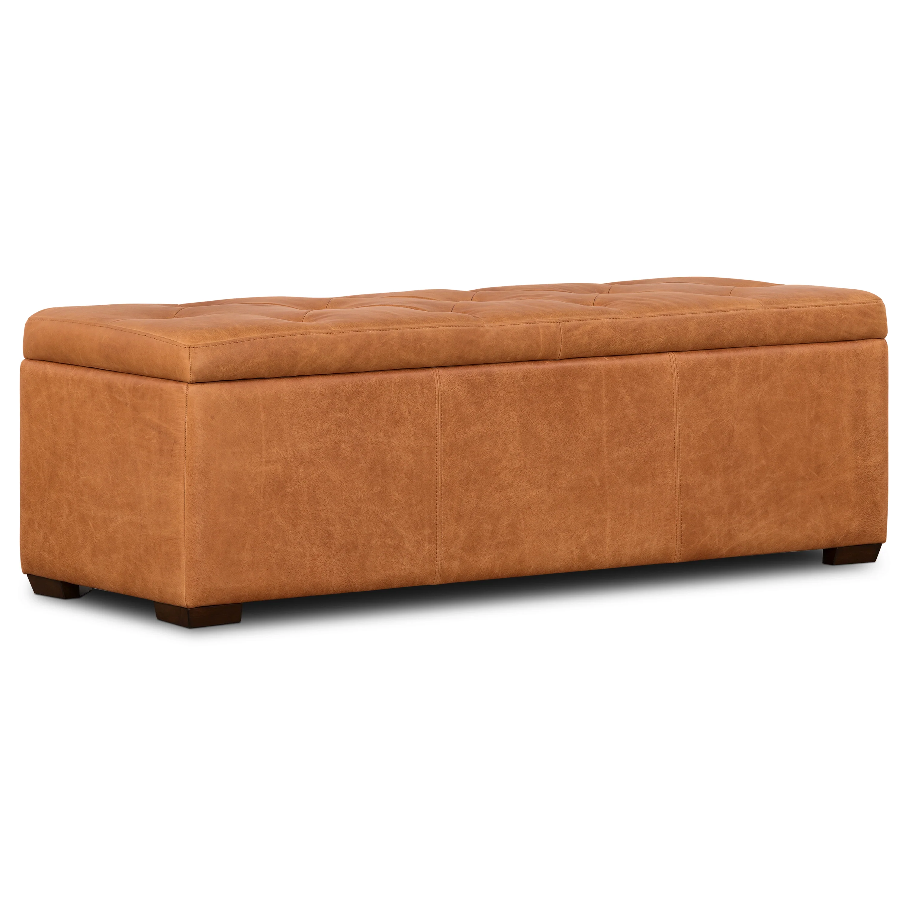 Senja Leather Storage Ottoman | Cognac Tan - Image 2