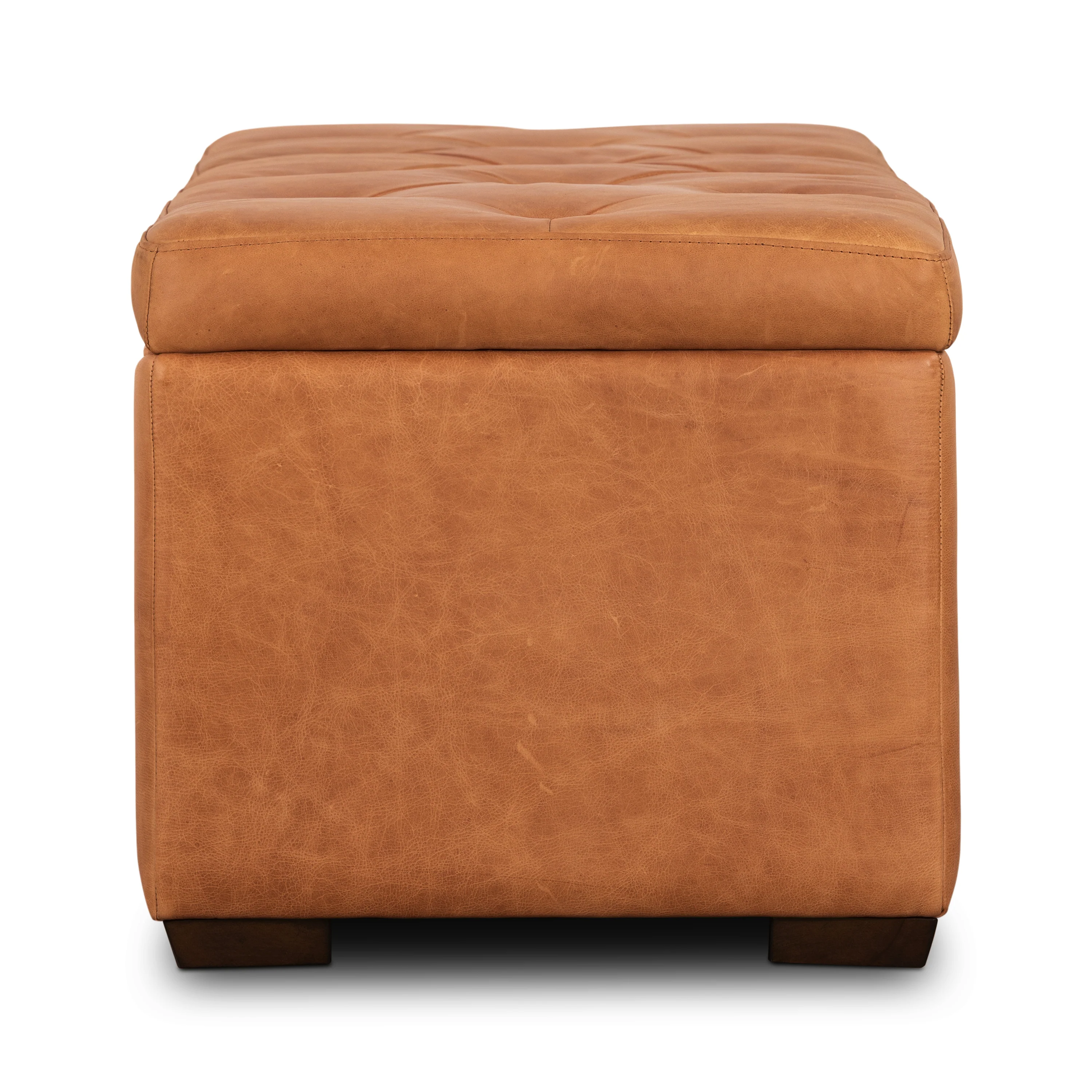 Senja Leather Storage Ottoman | Cognac Tan - Image 4