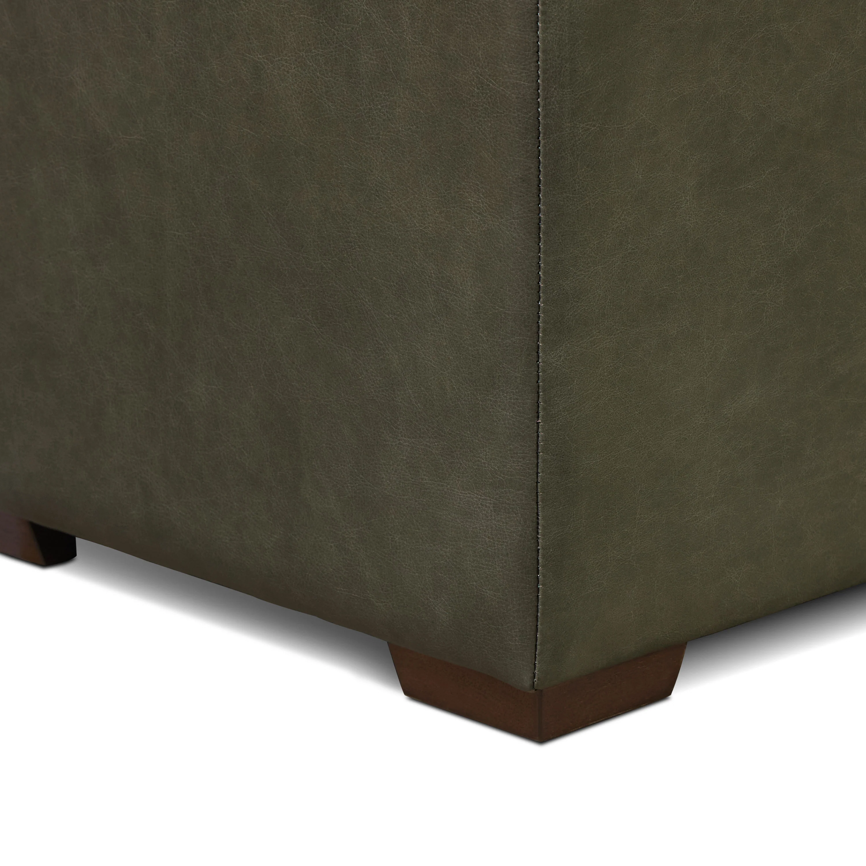Senja Leather Storage Ottoman | Olivine Green - Image 13