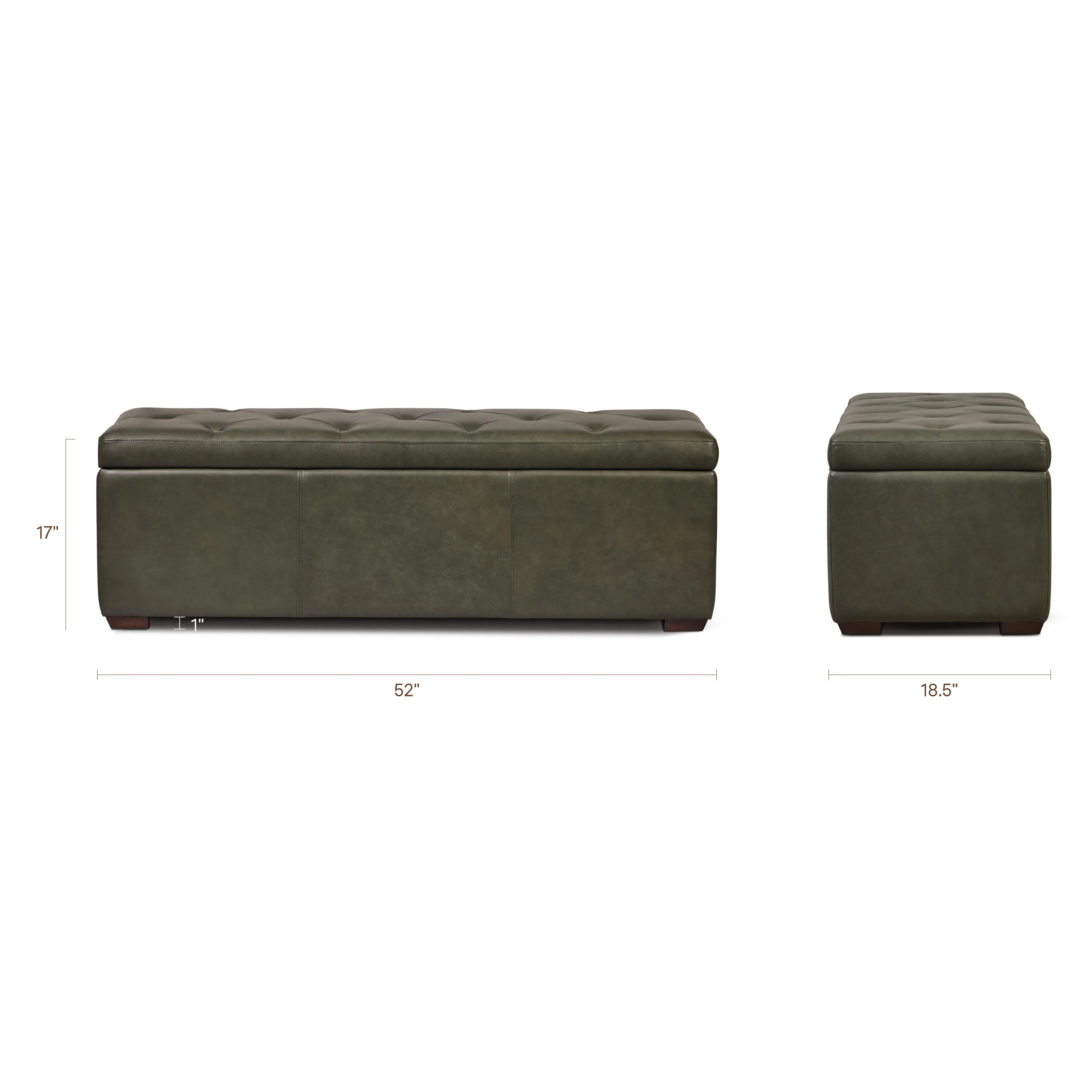 Senja Leather Storage Ottoman | Olivine Green - Image 16