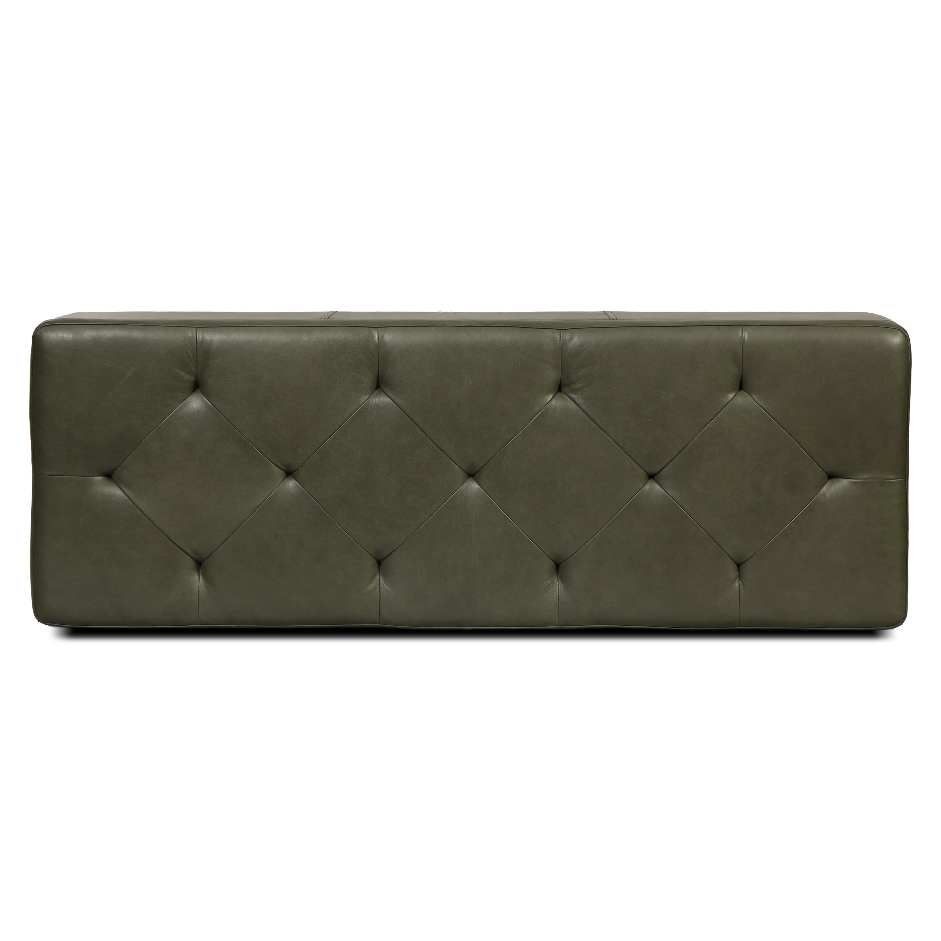 Senja Leather Storage Ottoman | Olivine Green - Image 3