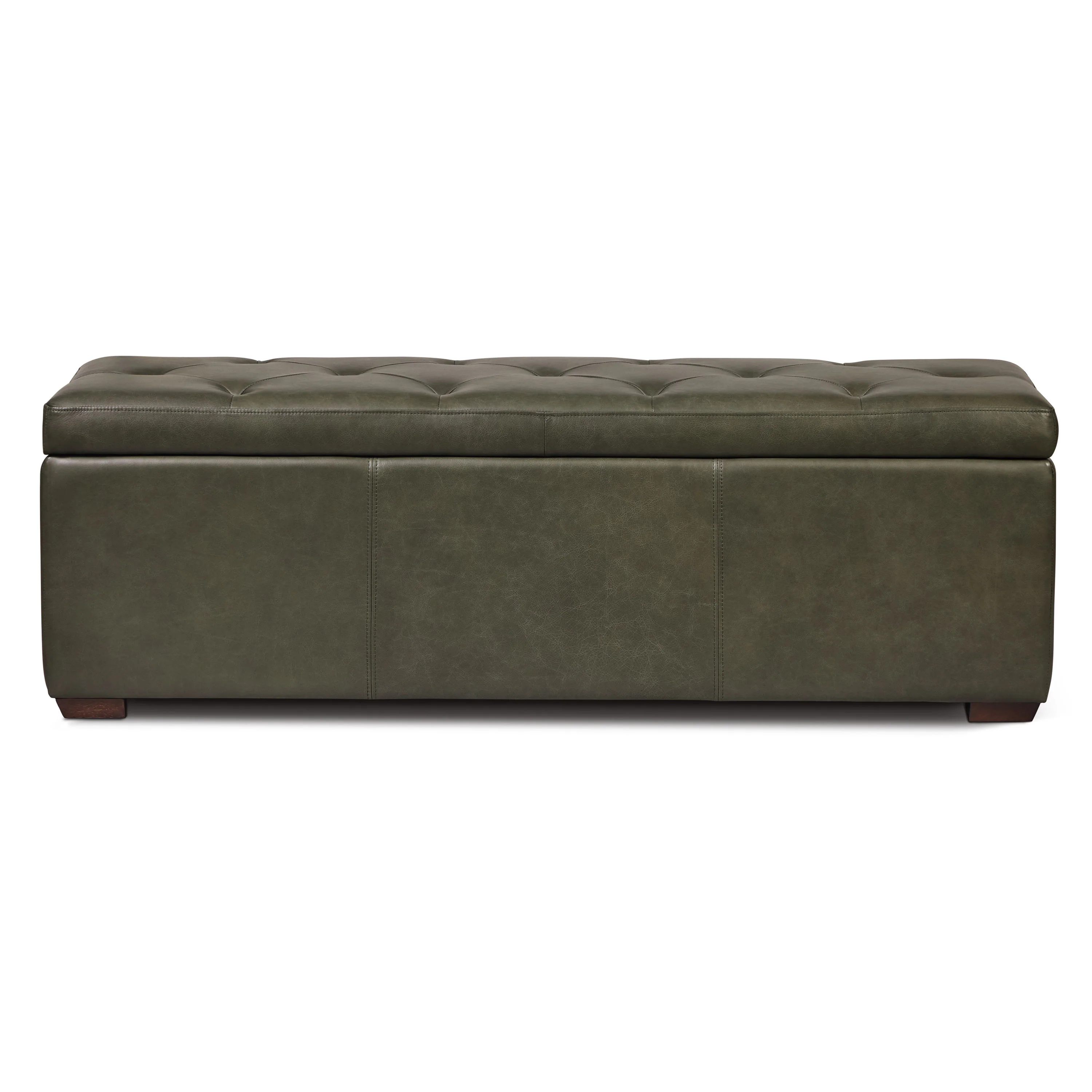 Senja Leather Storage Ottoman | Olivine Green - Image 4