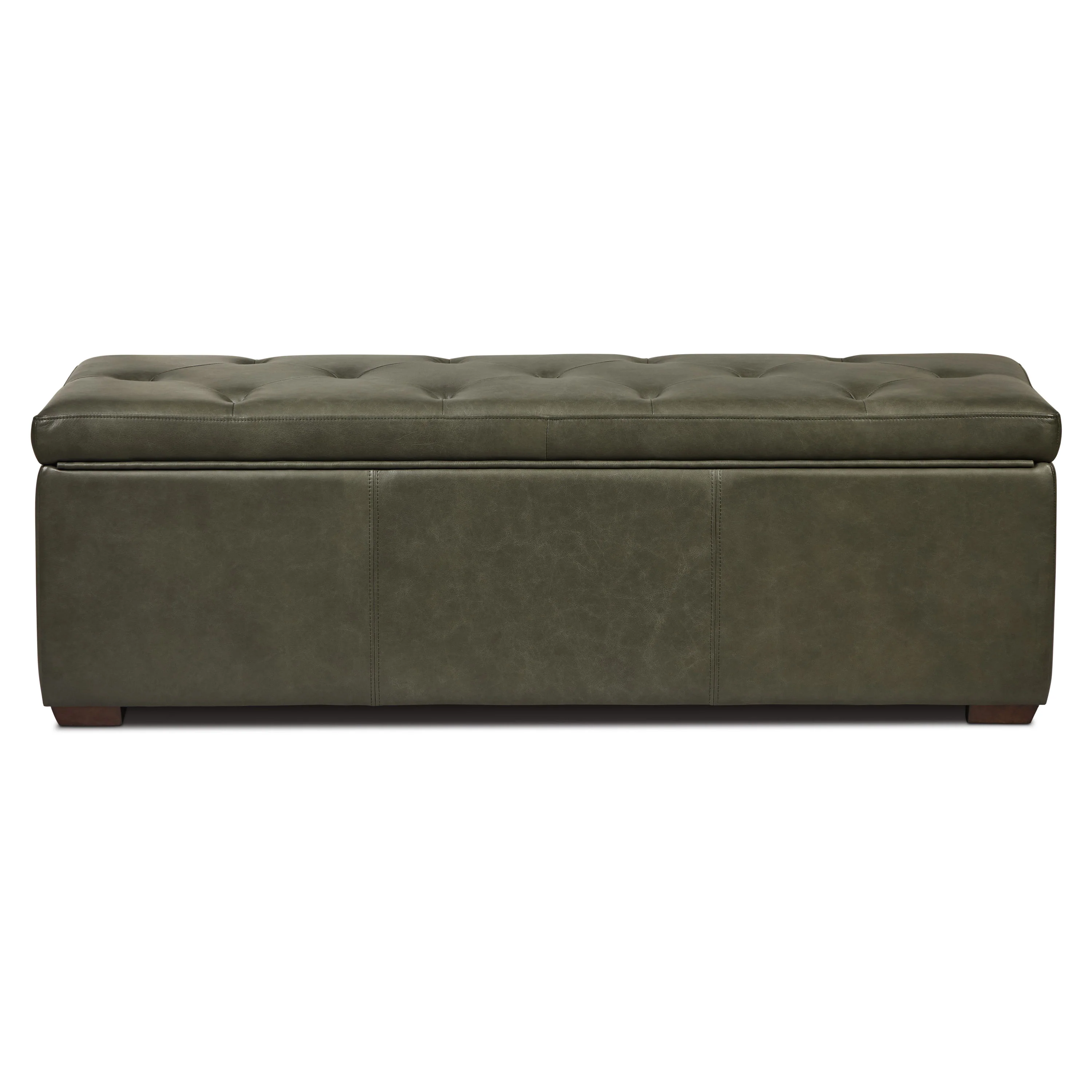 Senja Leather Storage Ottoman | Olivine Green - Image 7