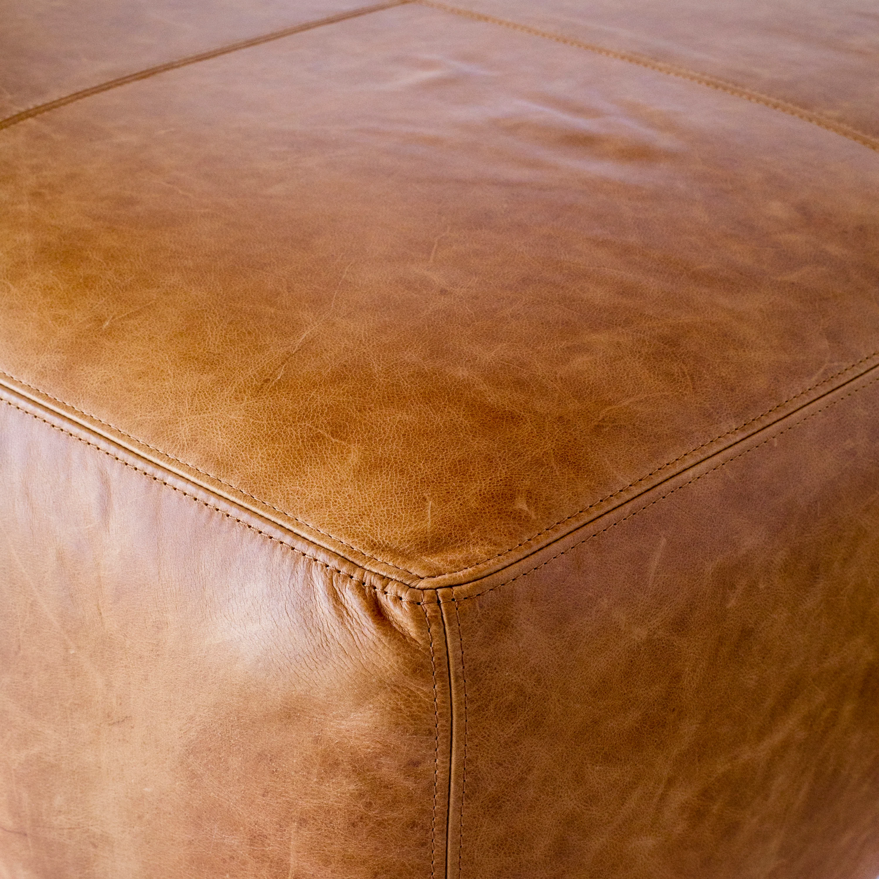 Sequoia Leather Ottoman | Cognac Tan - Image 12
