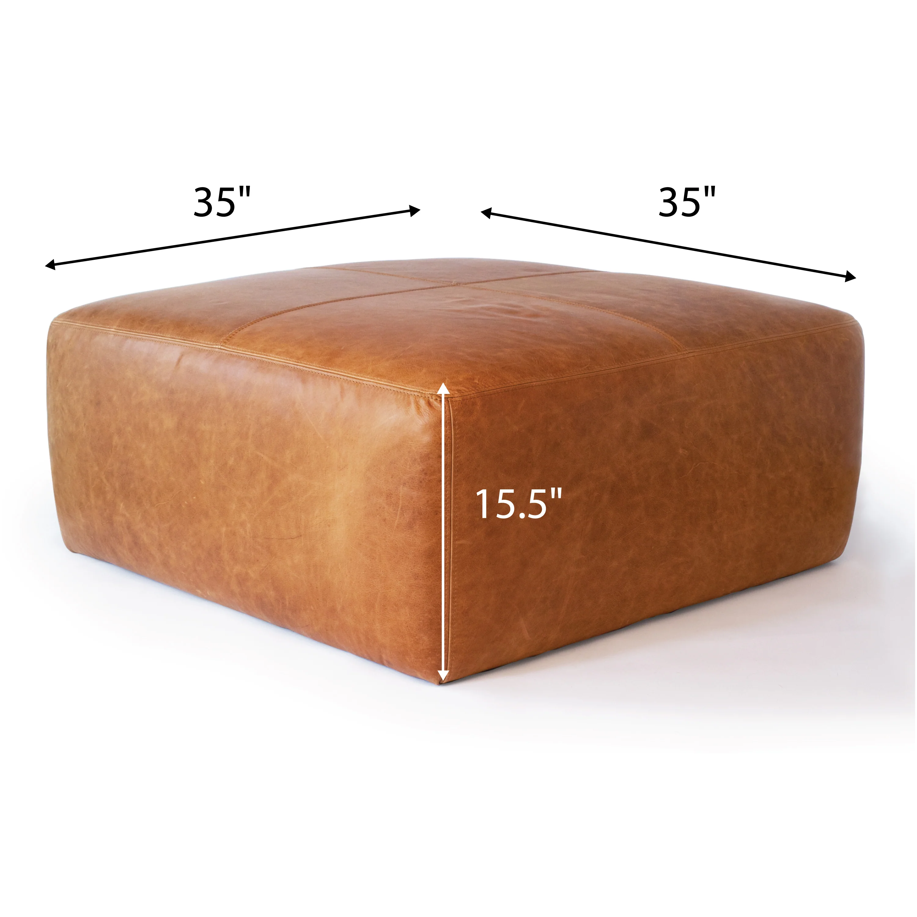 Sequoia Leather Ottoman | Cognac Tan - Image 14