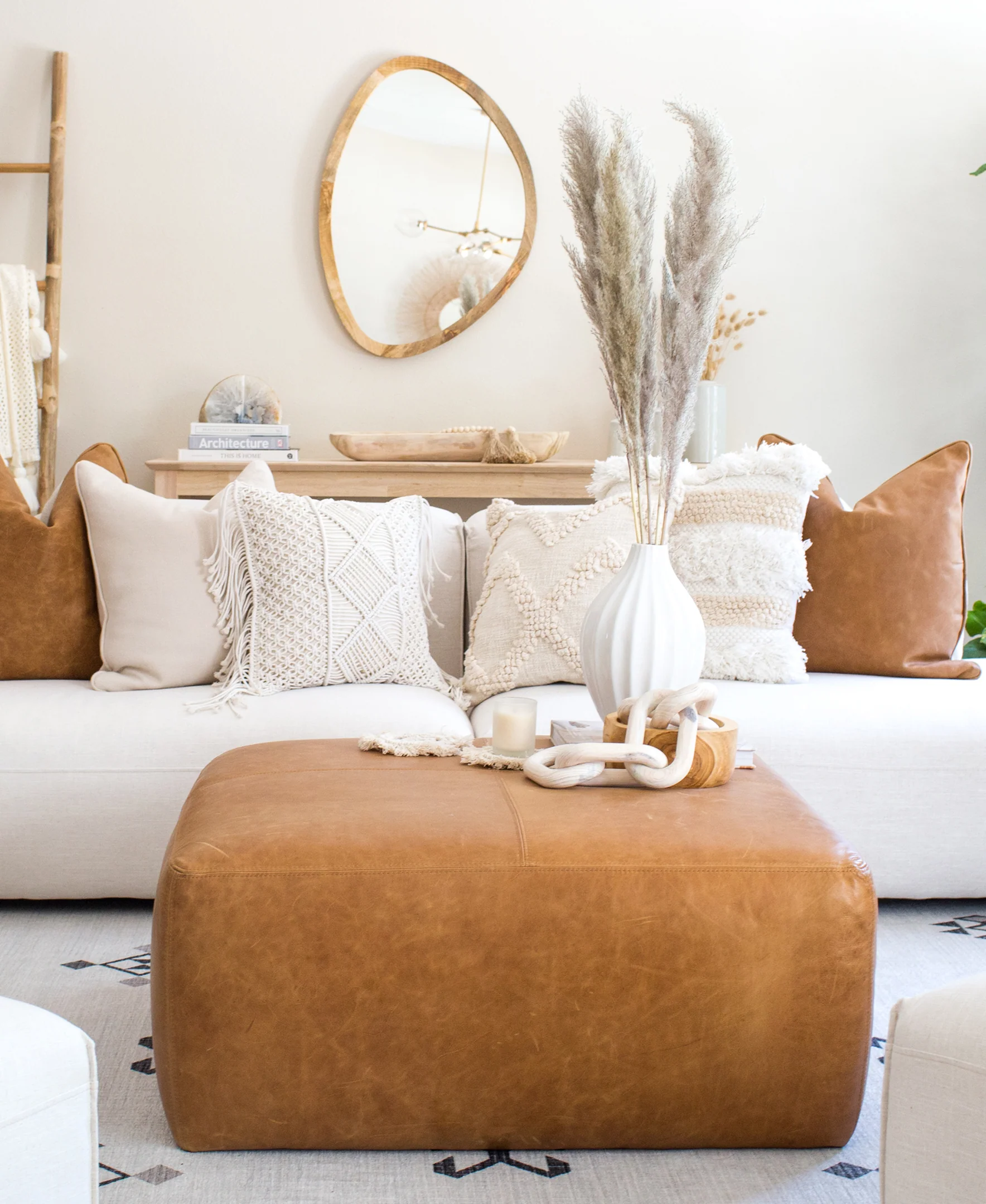 Sequoia Leather Ottoman | Cognac Tan - Image 3