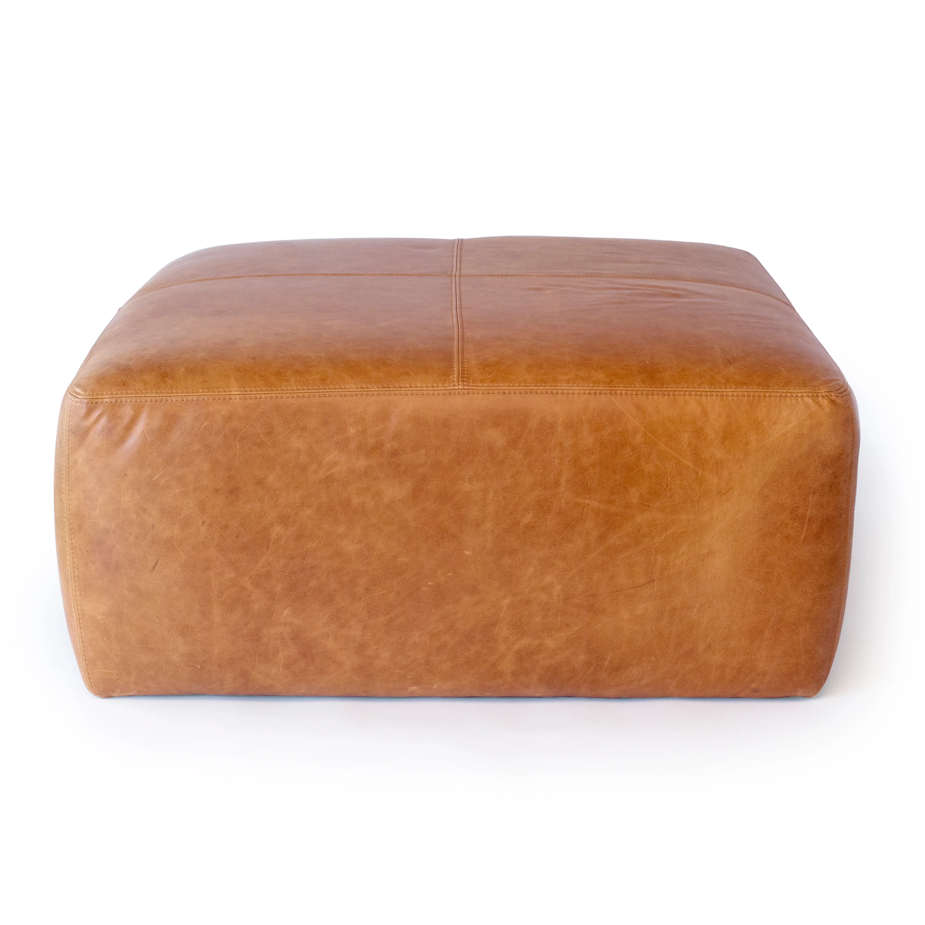 Sequoia Leather Ottoman | Cognac Tan - Image 4