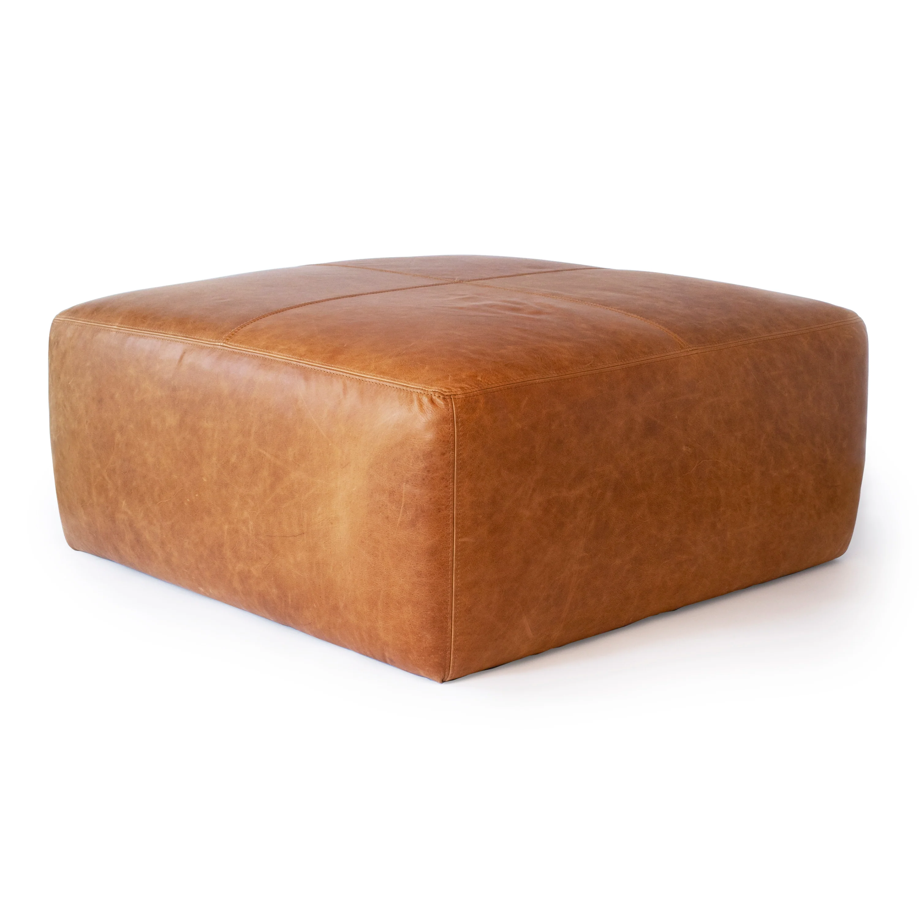 Sequoia Leather Ottoman | Cognac Tan - Image 6