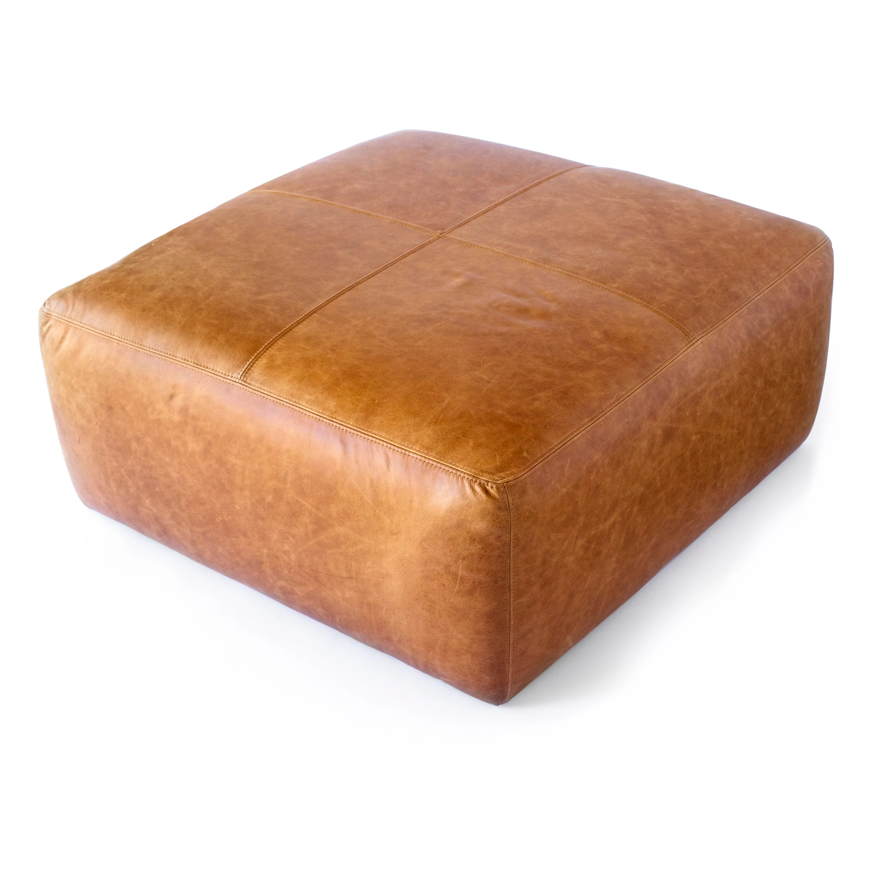 Sequoia Leather Ottoman | Cognac Tan - Image 8