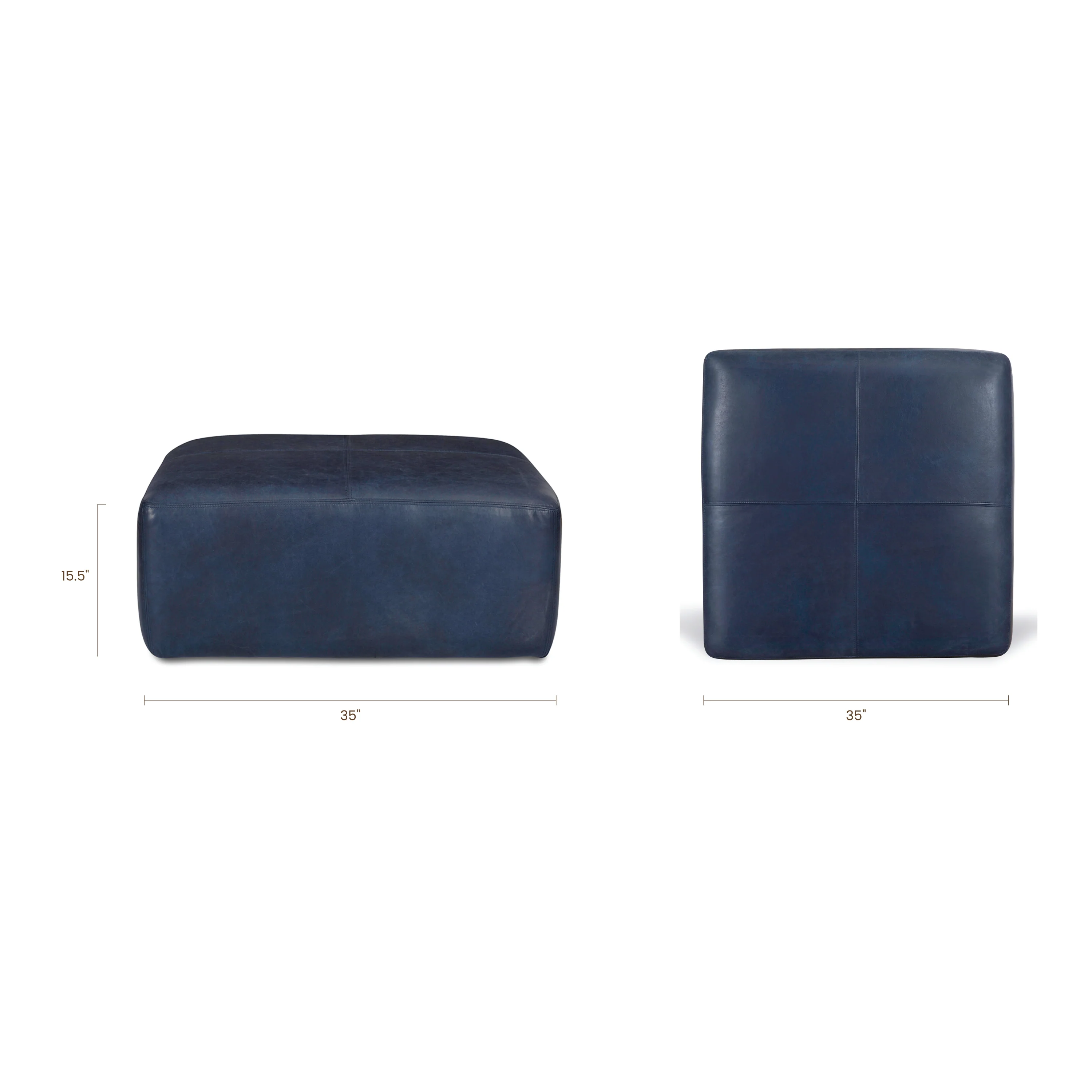 Sequoia Leather Ottoman | Midnight Blue - Image 13