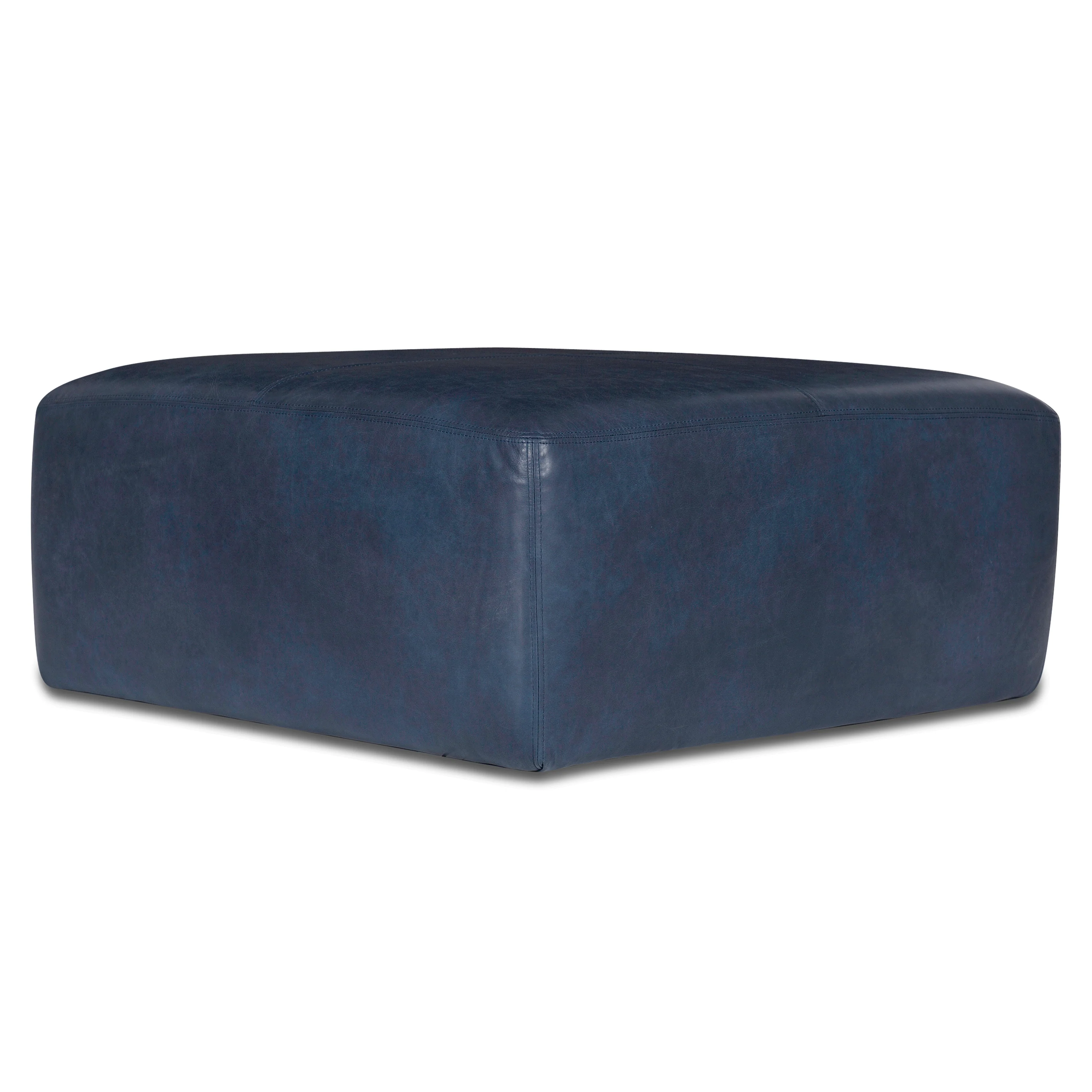 Sequoia Leather Ottoman | Midnight Blue - Image 4