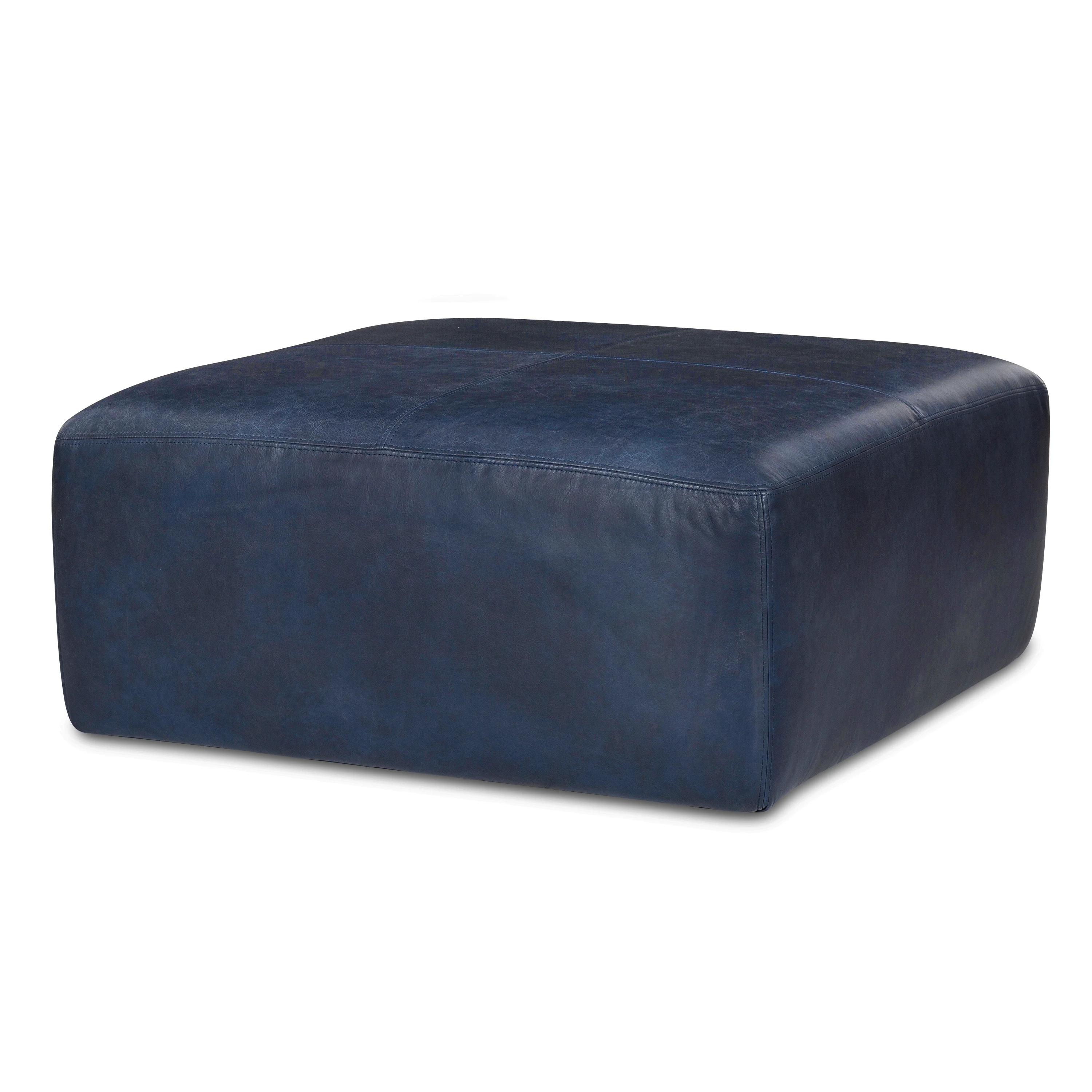 Sequoia Leather Ottoman | Midnight Blue - Image 5
