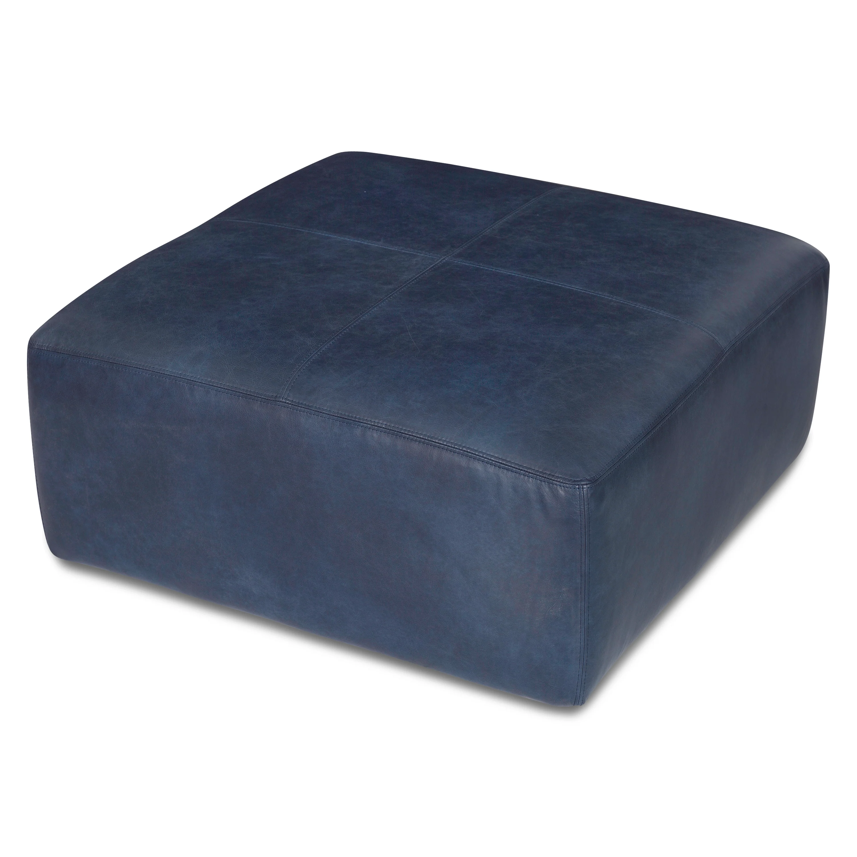 Sequoia Leather Ottoman | Midnight Blue - Image 6