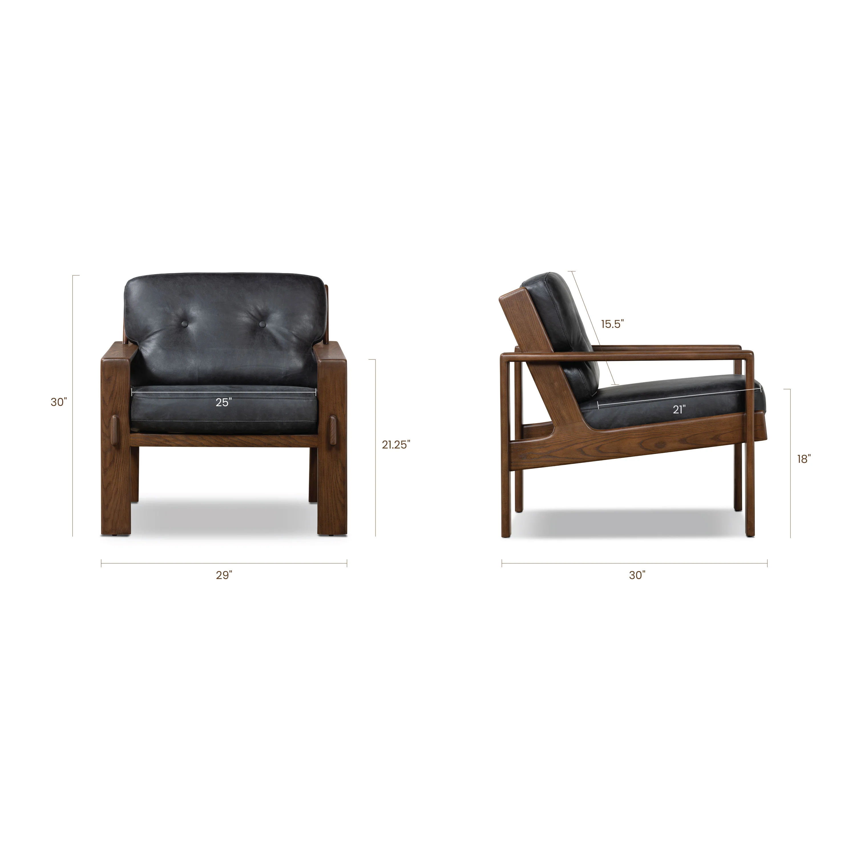 Skive Leather Lounge Chair | Onyx Black - Image 16