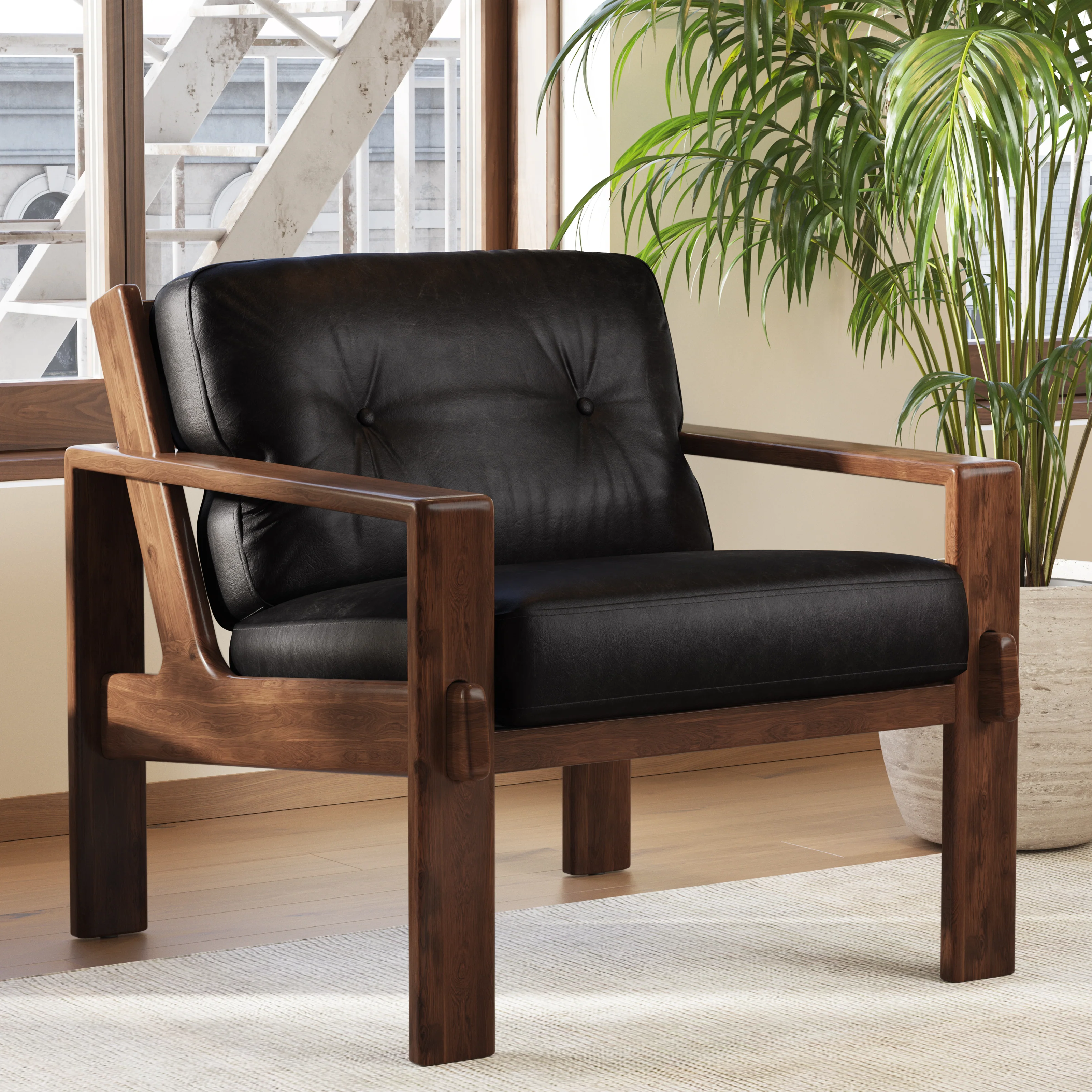 Skive Leather Lounge Chair | Onyx Black - Image 2