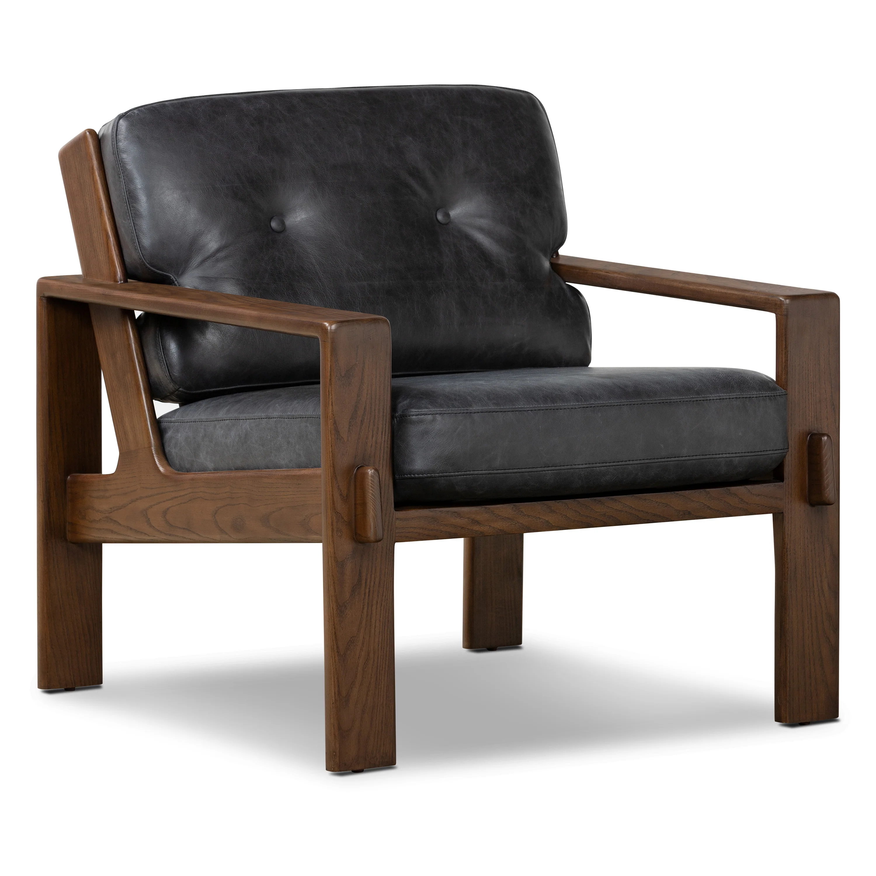 Skive Leather Lounge Chair | Onyx Black - Image 4